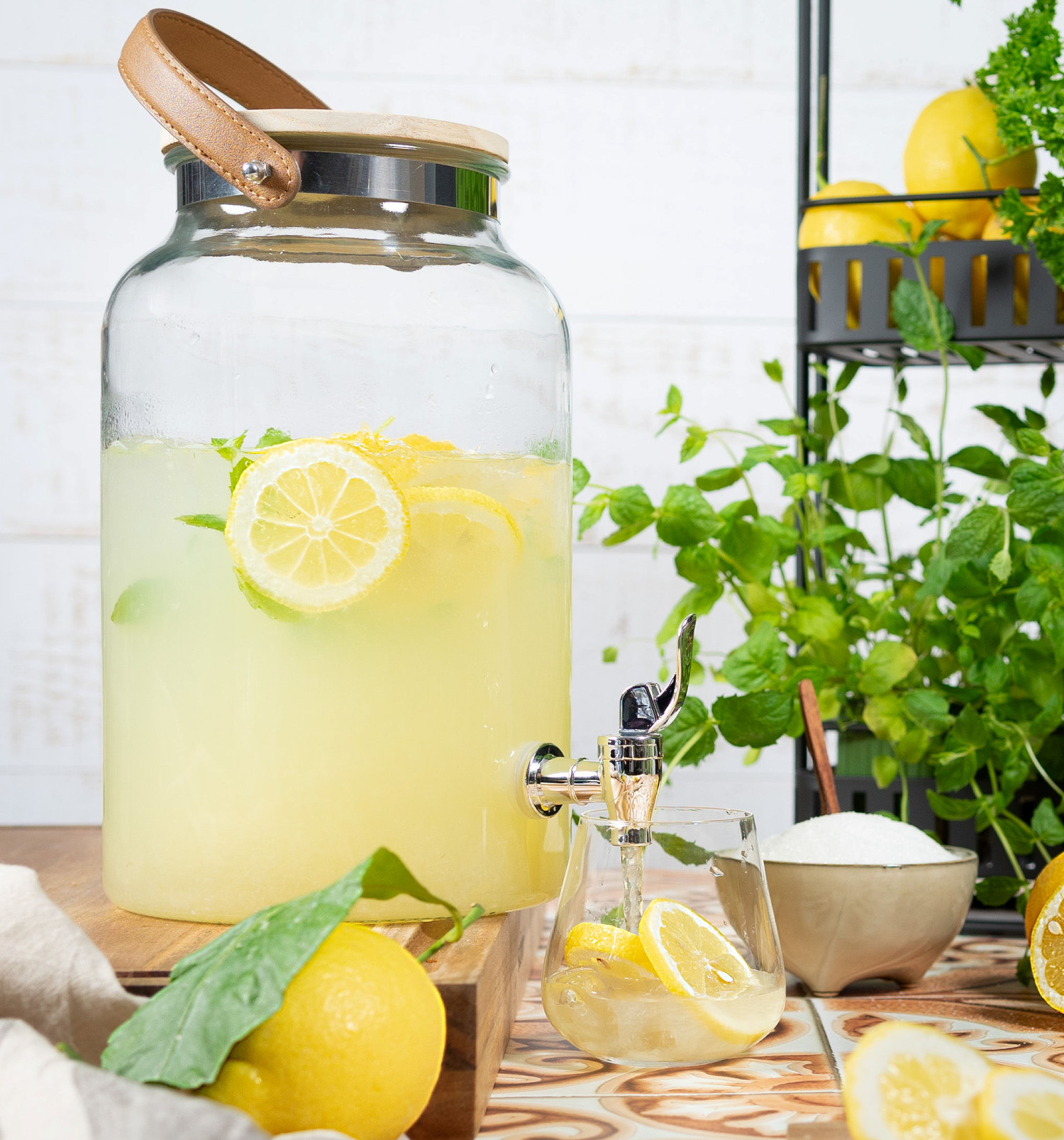 Glassbeholder med dispenser