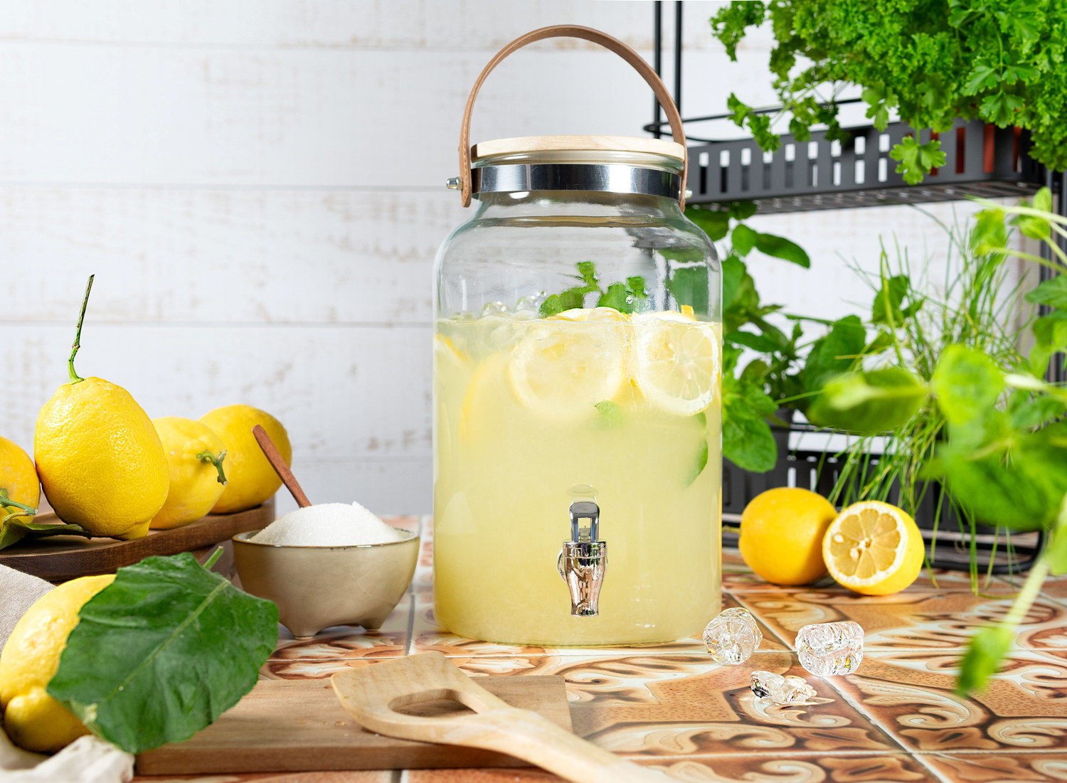 Glassbeholder med dispenser