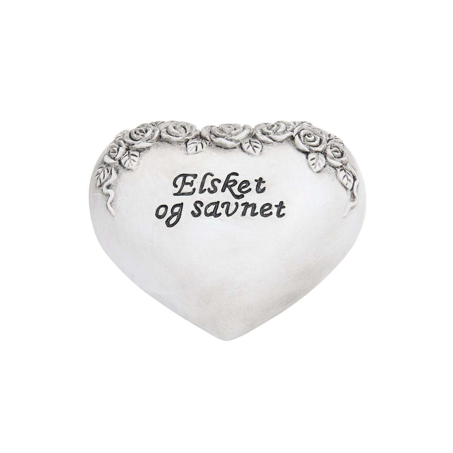 Heart with text Elsker og savnet grey