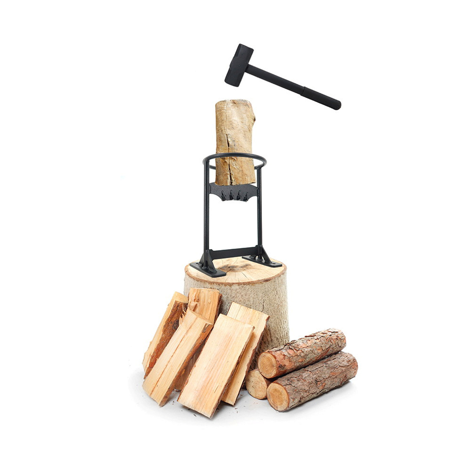 Vedklyvare med slägga, Höjd 31 cm, Svart