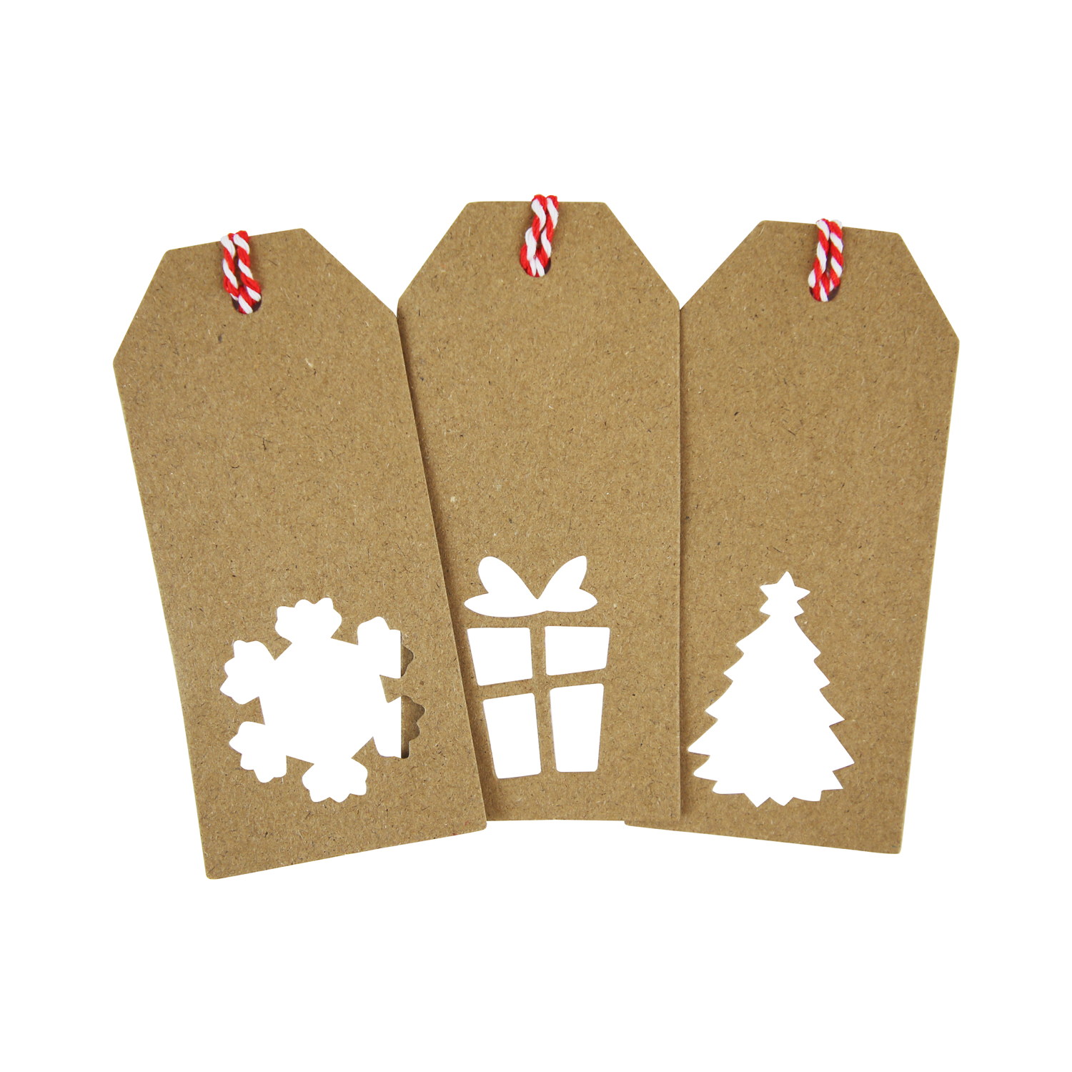 Julklappsetiketter hängande