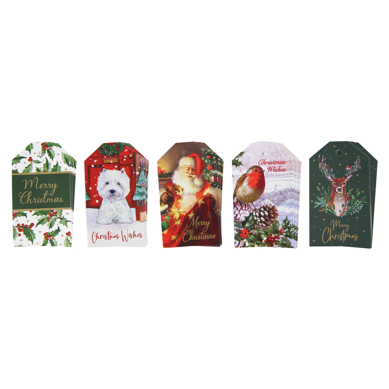 Julklappsetiketter hängande