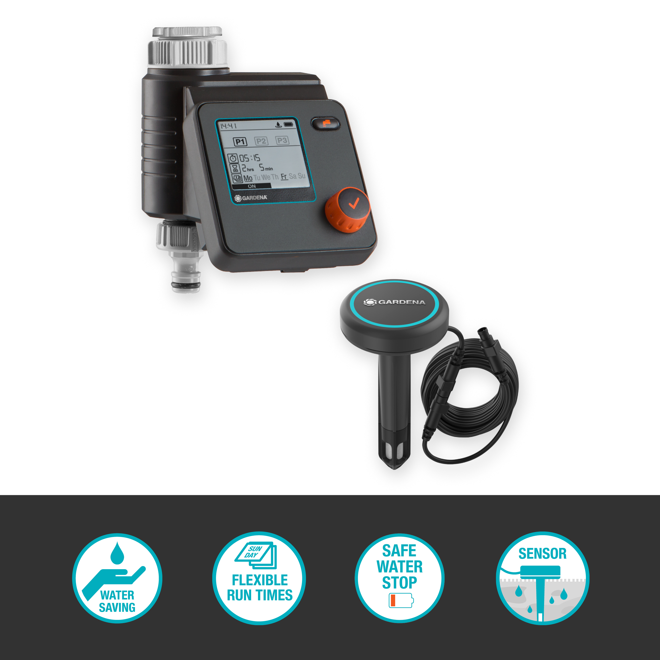 Bevattningsdator Select M5 och fuktgivare i trådbunden uppsättning