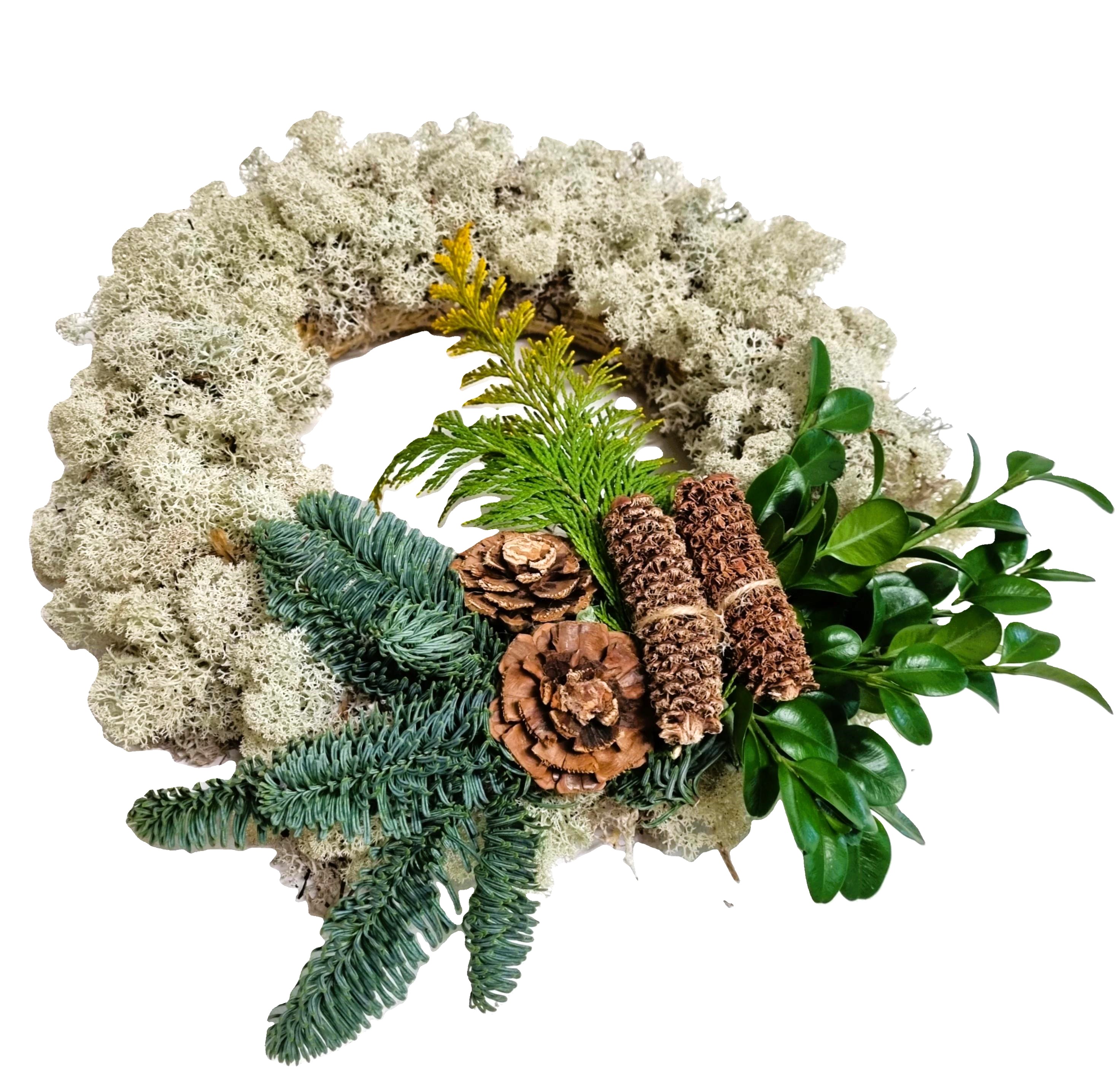 Wreath Reindeer moss w. deco 30 cm