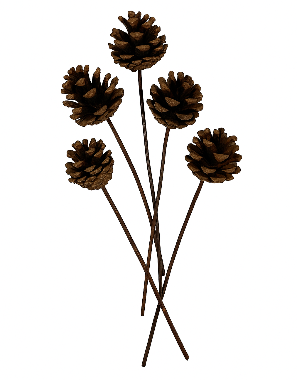 Pinecone on wood stem 5 pcs