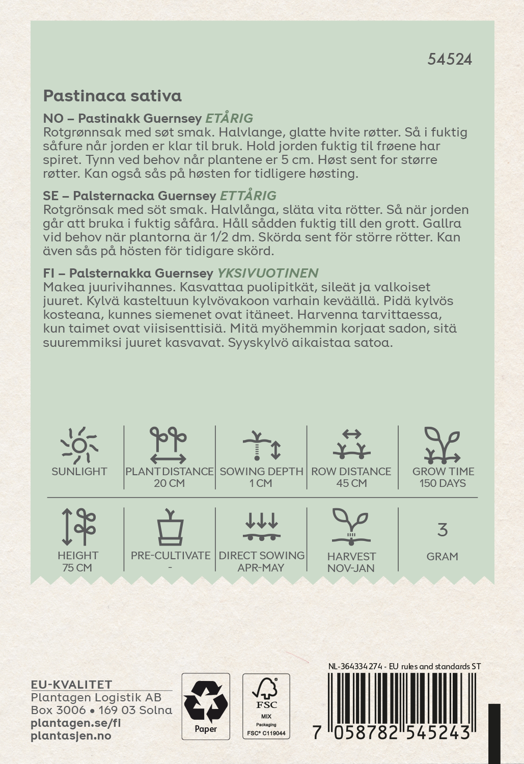 Parsnip (Skal 014218) - Organic