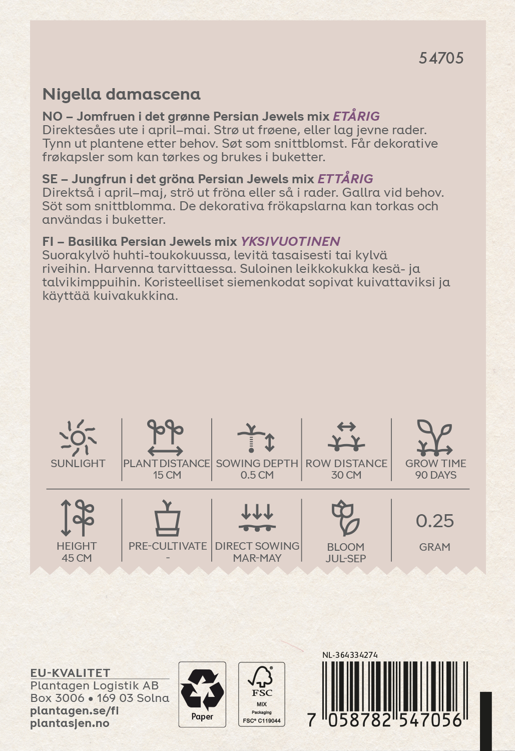 Jungfrun i det gröna 'Persian Jewels'