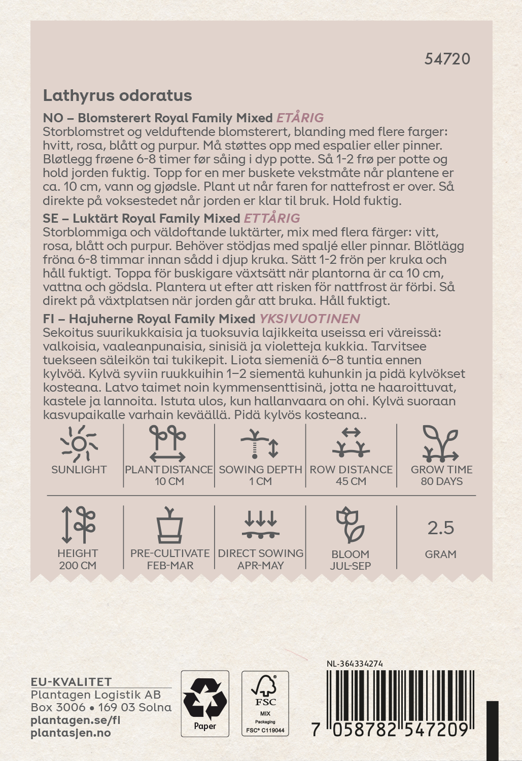 Luktärt 'Royal Family' Mixed