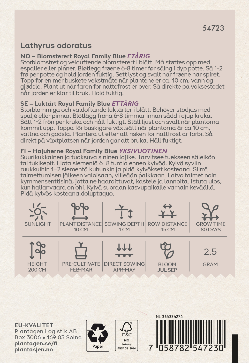 Luktärt 'Royal Family' Blue