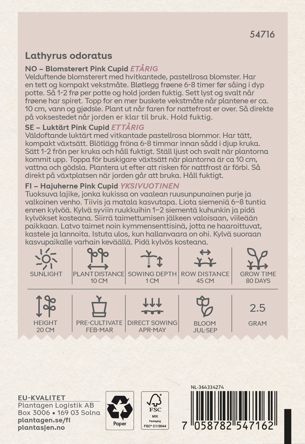 Luktärt 'Pink Cupid'