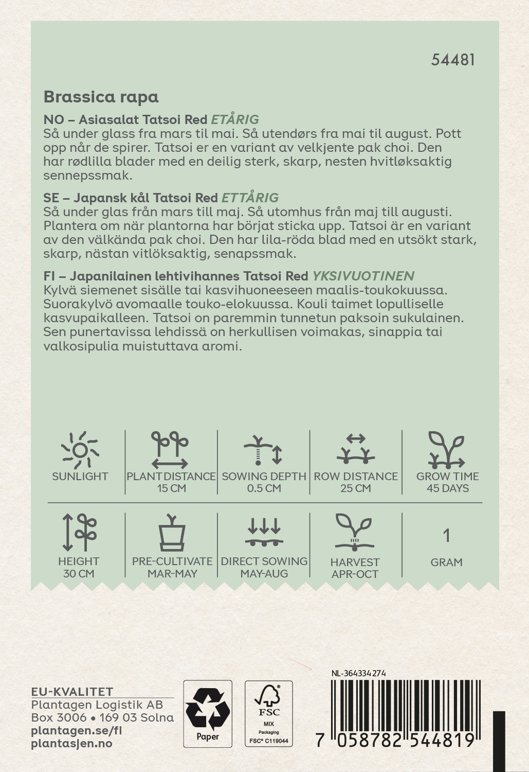 Asiasalat 'Tatsoi Red'