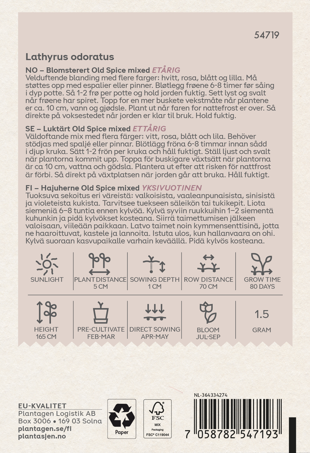 Luktärt 'Old Spice' Mixed 1,5g Organic