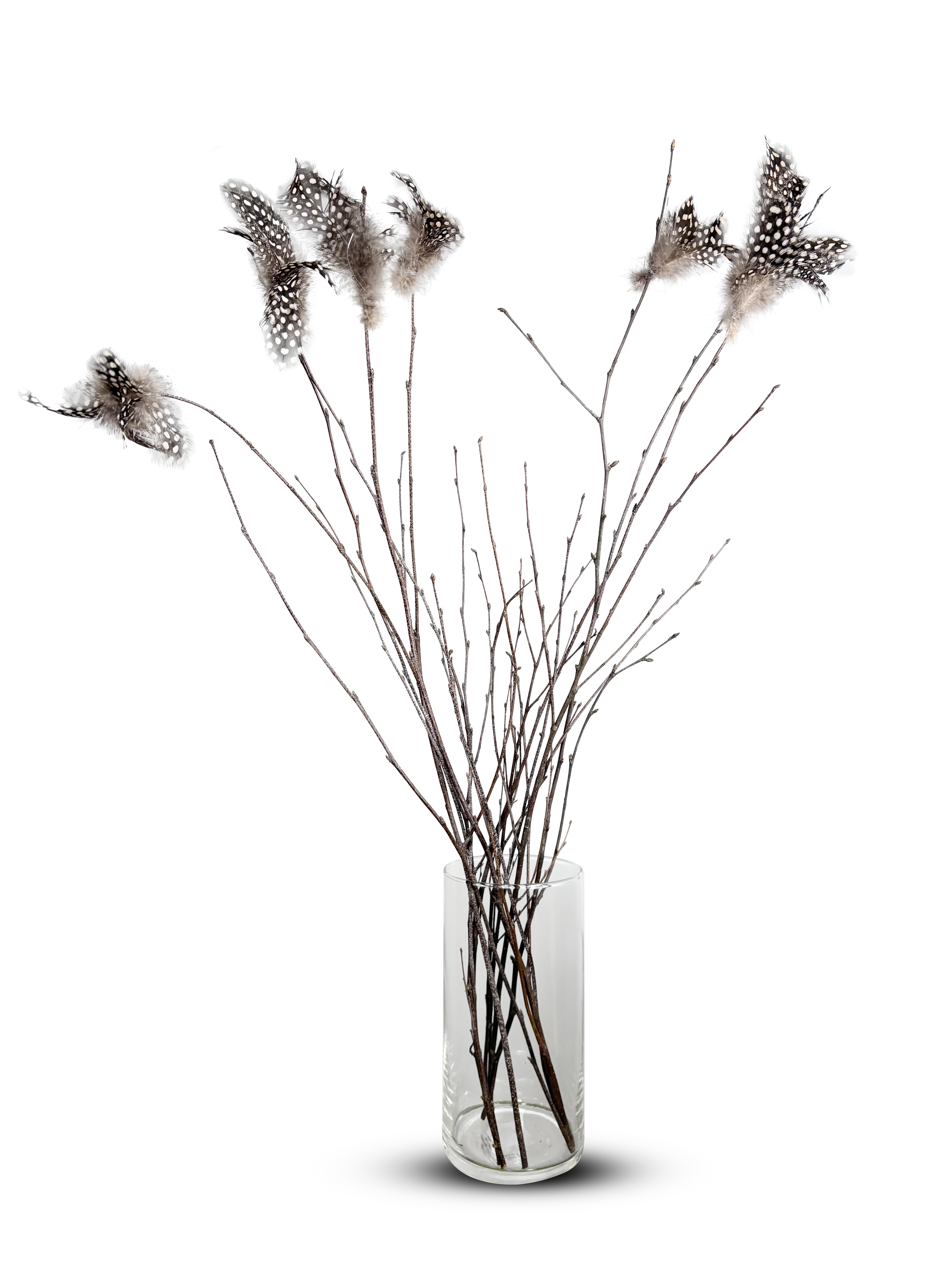 Påskris med fjädrar naturfärgade 