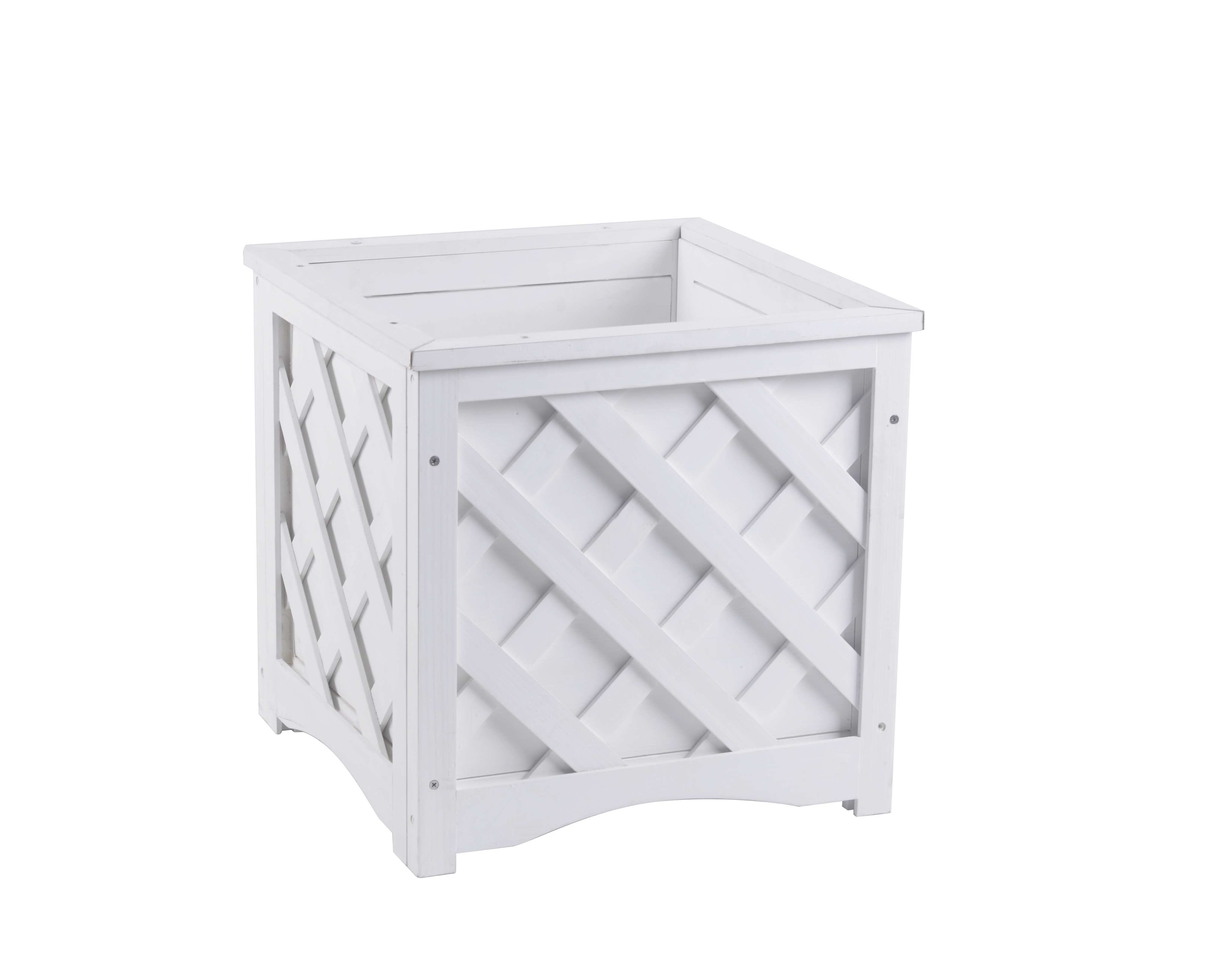 Plantekasse i tre, hvit, 40x40x40 cm