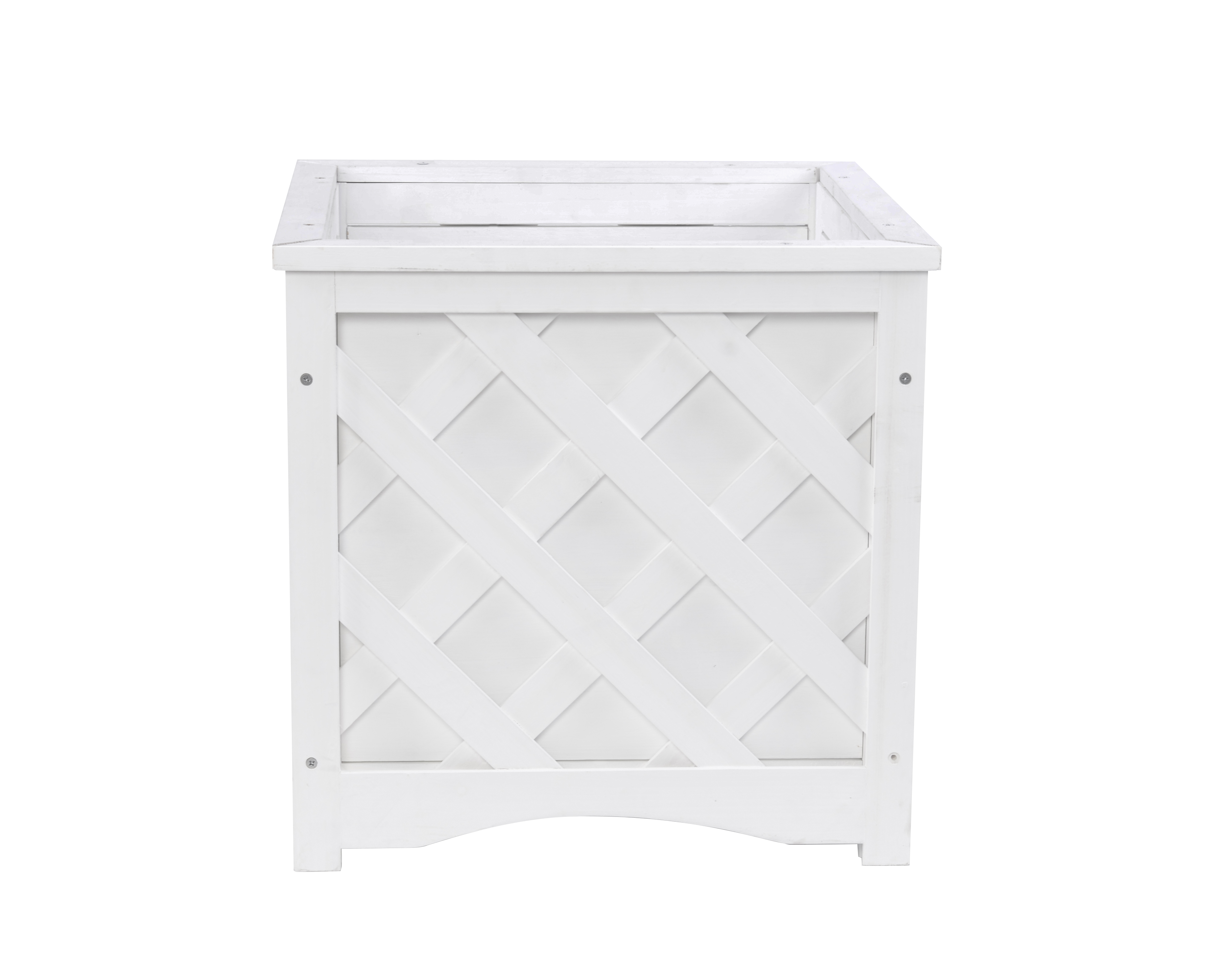 Plantekasse i tre, hvit, 40x40x40 cm