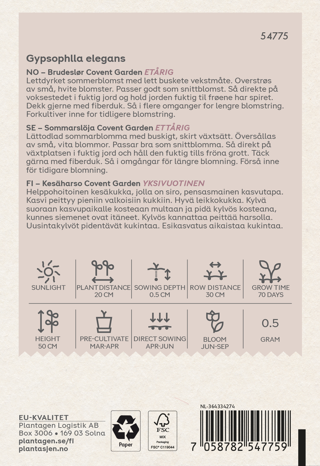  Sommarslöja Covent Garden