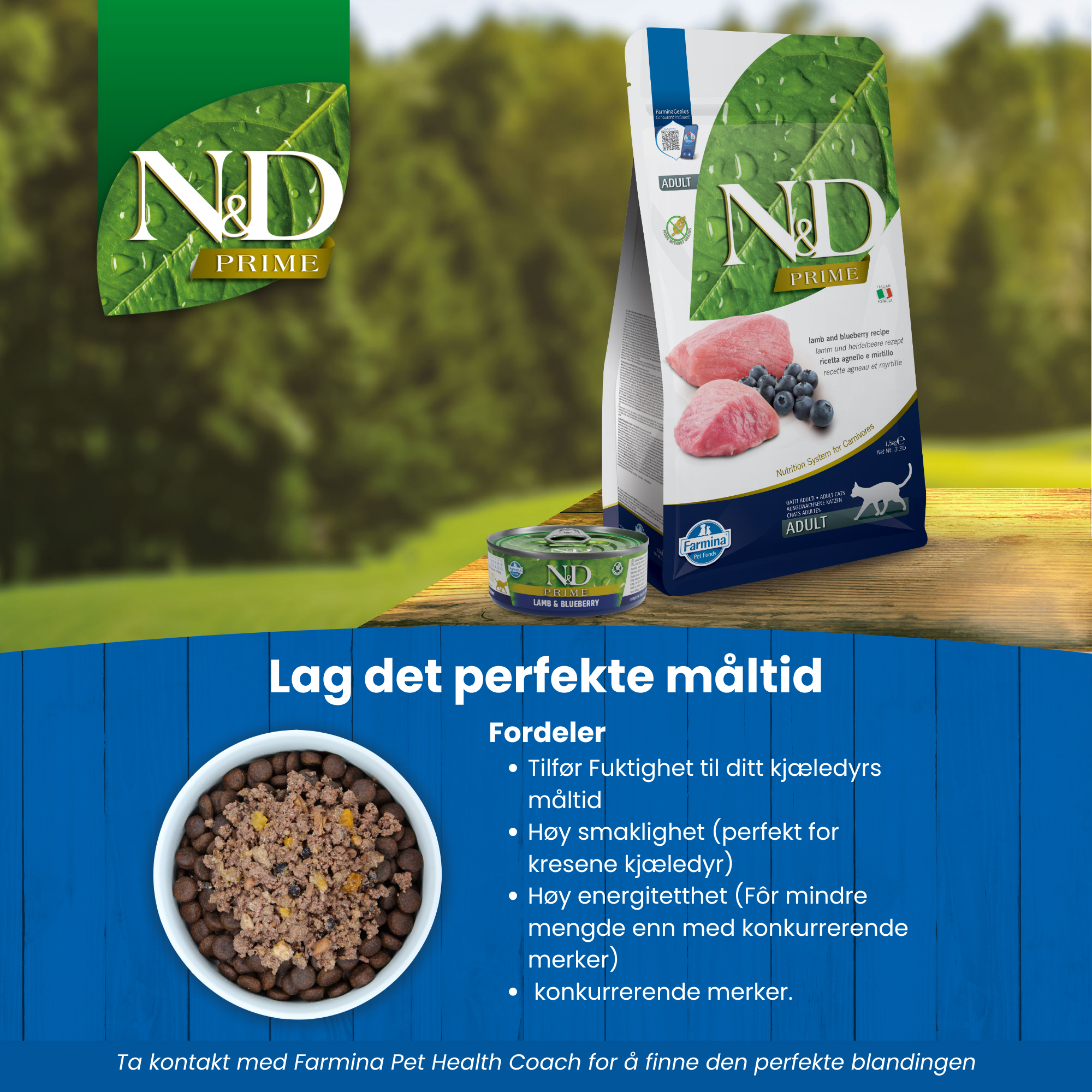 N&D Cat Prime Lamb&Blue. Adult 70g