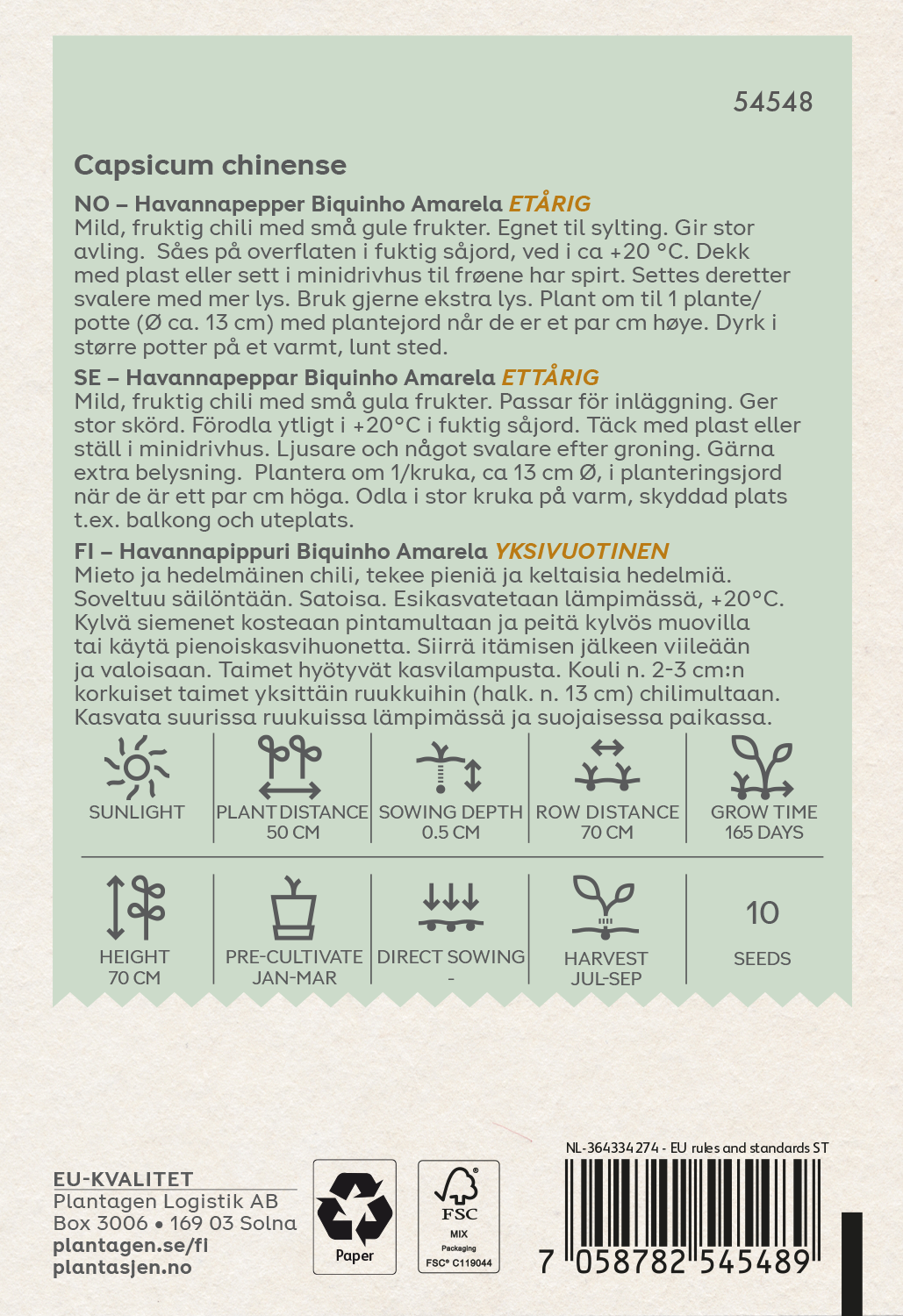 Havanna peppar Biquinho Amarela