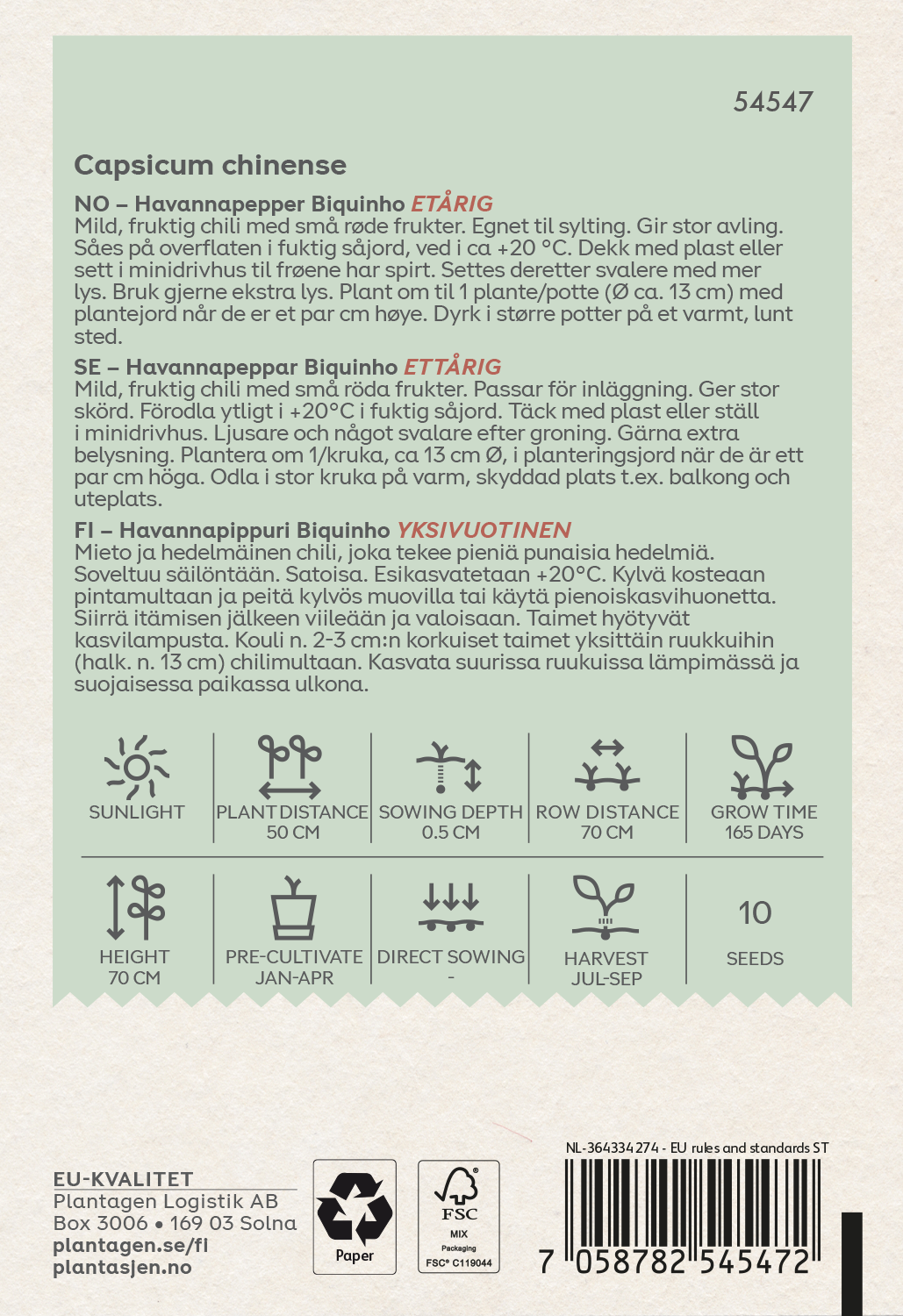 Havannapeppar Biquinho