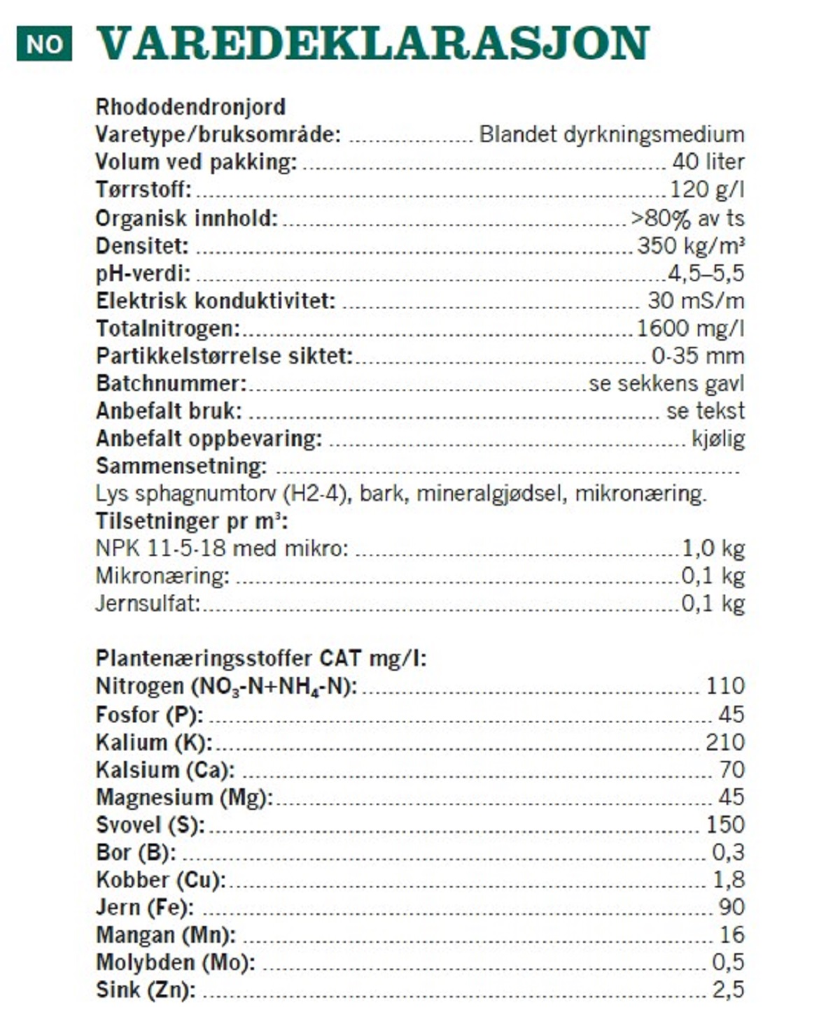 Rhododendron soil 40L NO