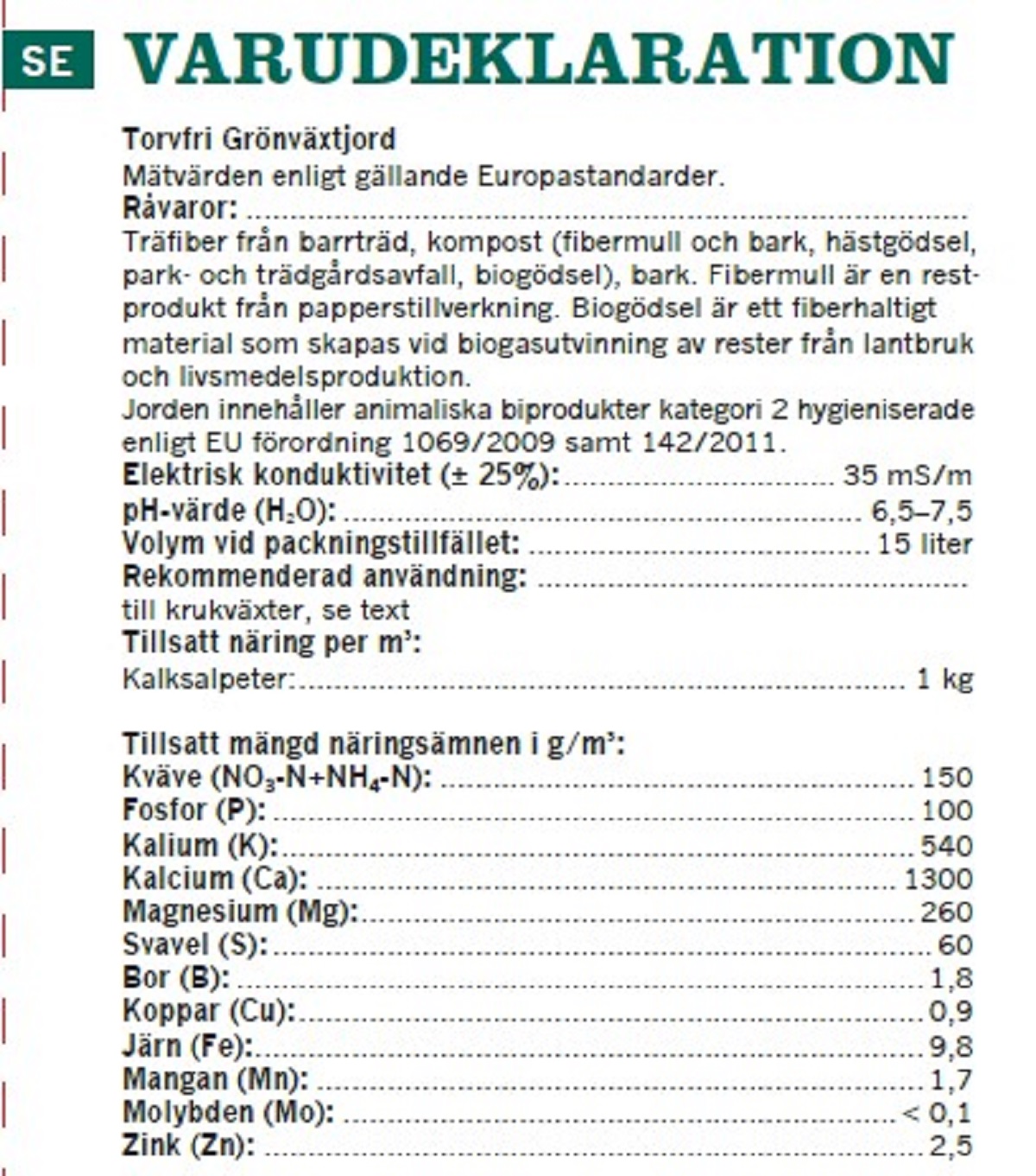 Torvfri grönväxtjord