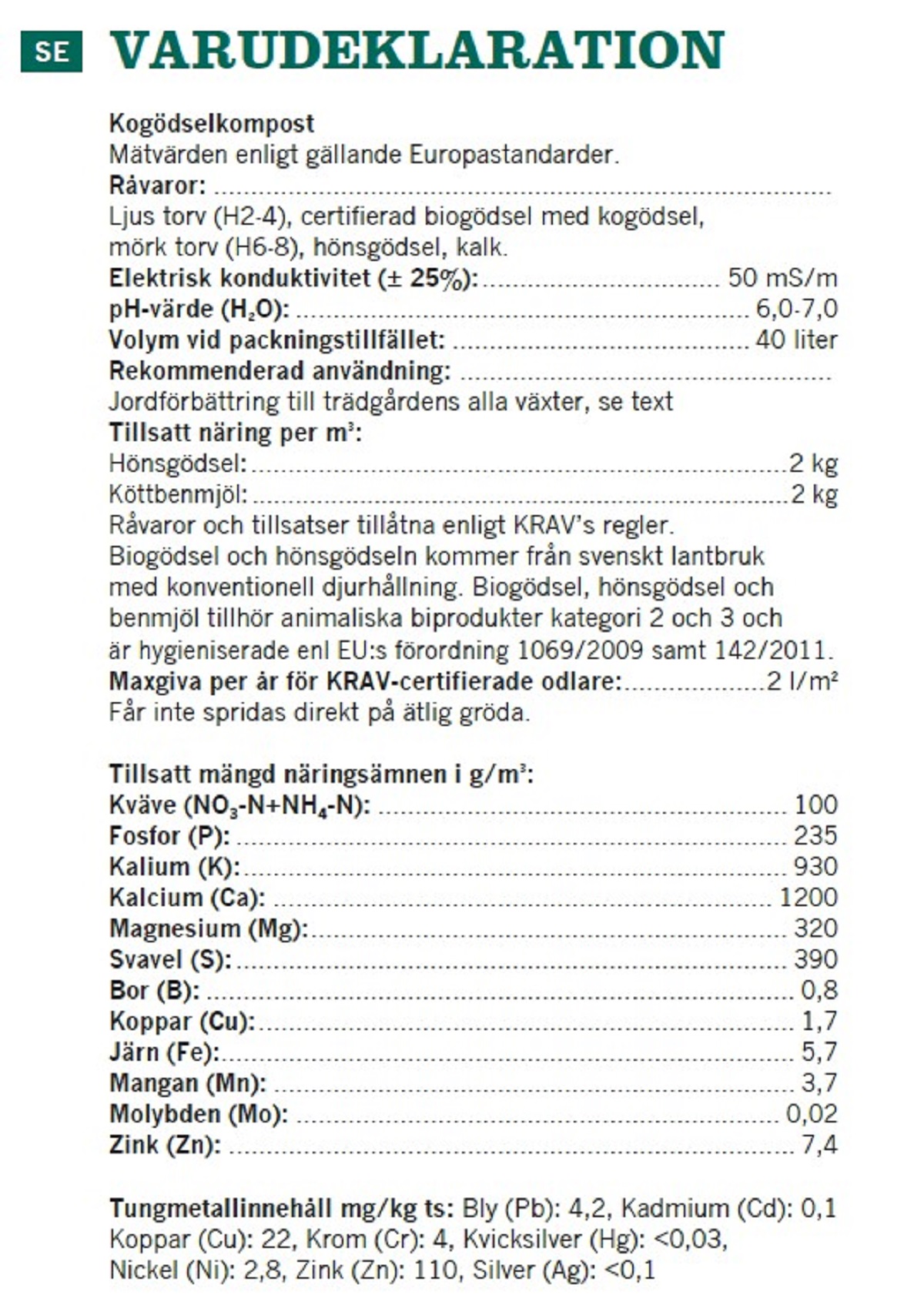 Kogödselkompost KRAV