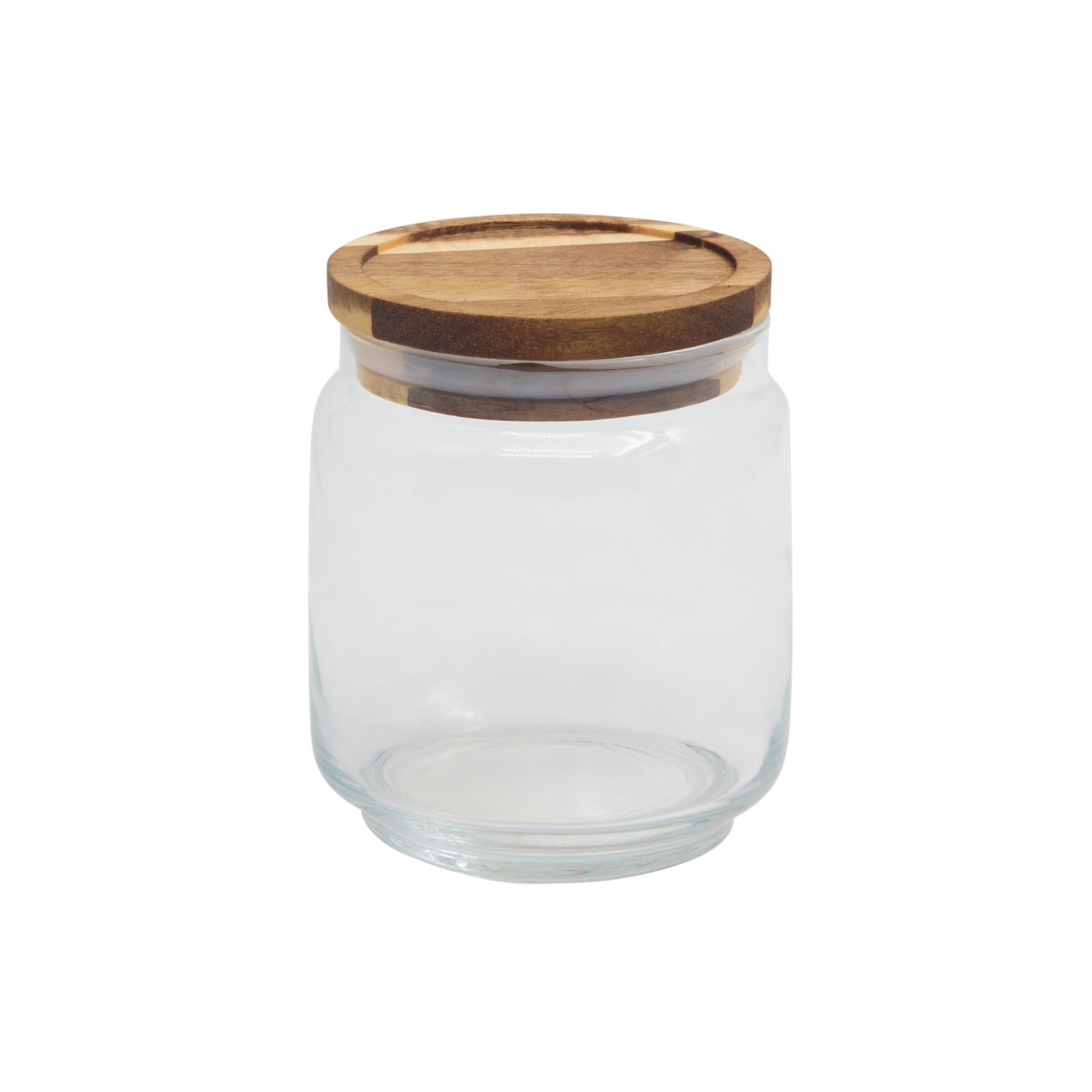 Glasburk med lock av akacia