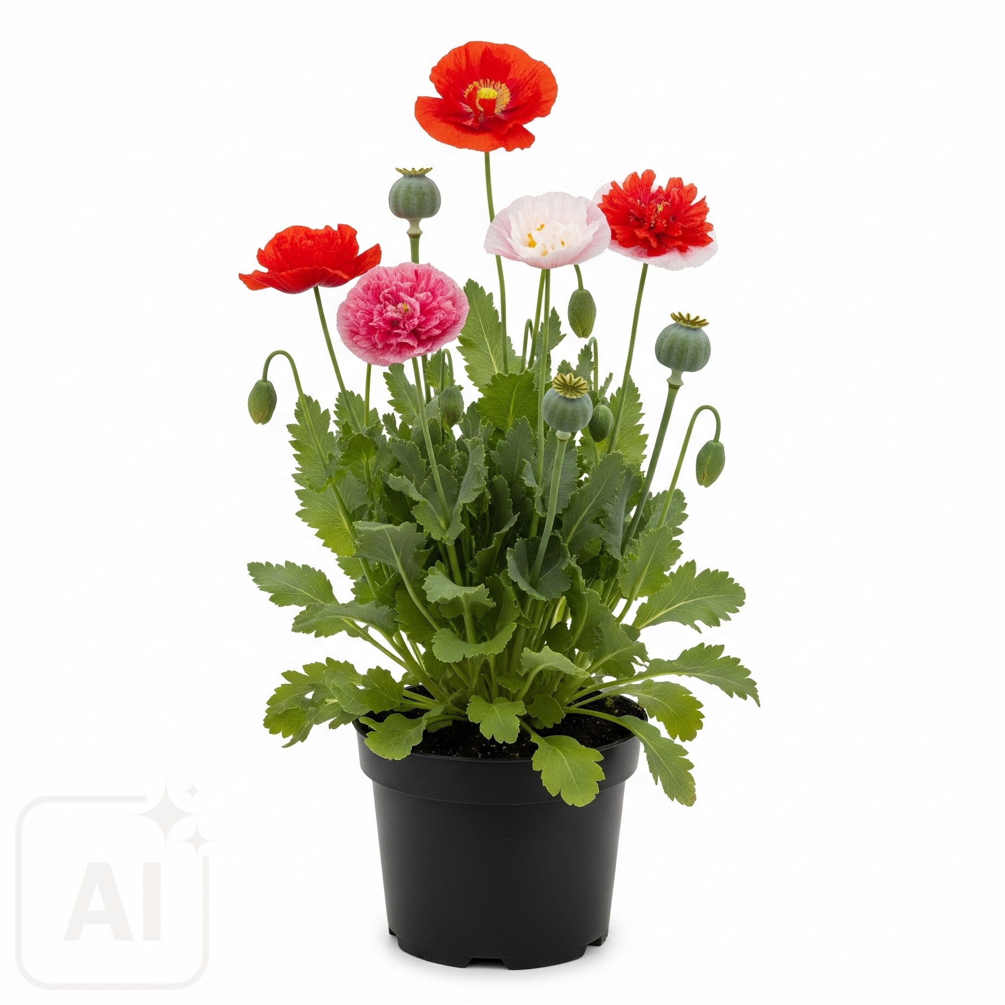 A vibrant Papaver sp. flower showcases its delicate, crinkled petals in a dazzling red hue, capturing the enchanting beauty of this charming garden addition.