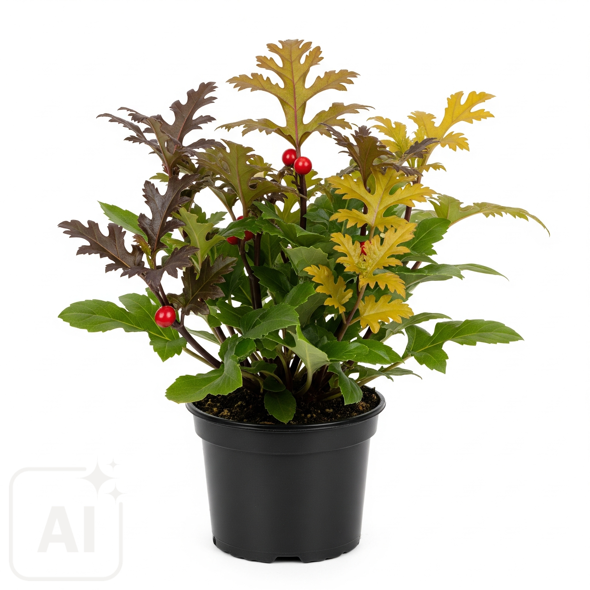 A stunning Physocarpus plant with lush, elegantly lobed leaves in deep shades of green and burgundy that offer a vibrant, dynamic display for any garden or patio setting. This Physocarpus sp. brings a touch of natural beauty and seasonal charm, perfect for enhancing landscape aesthetics with its beautifully textured foliage.