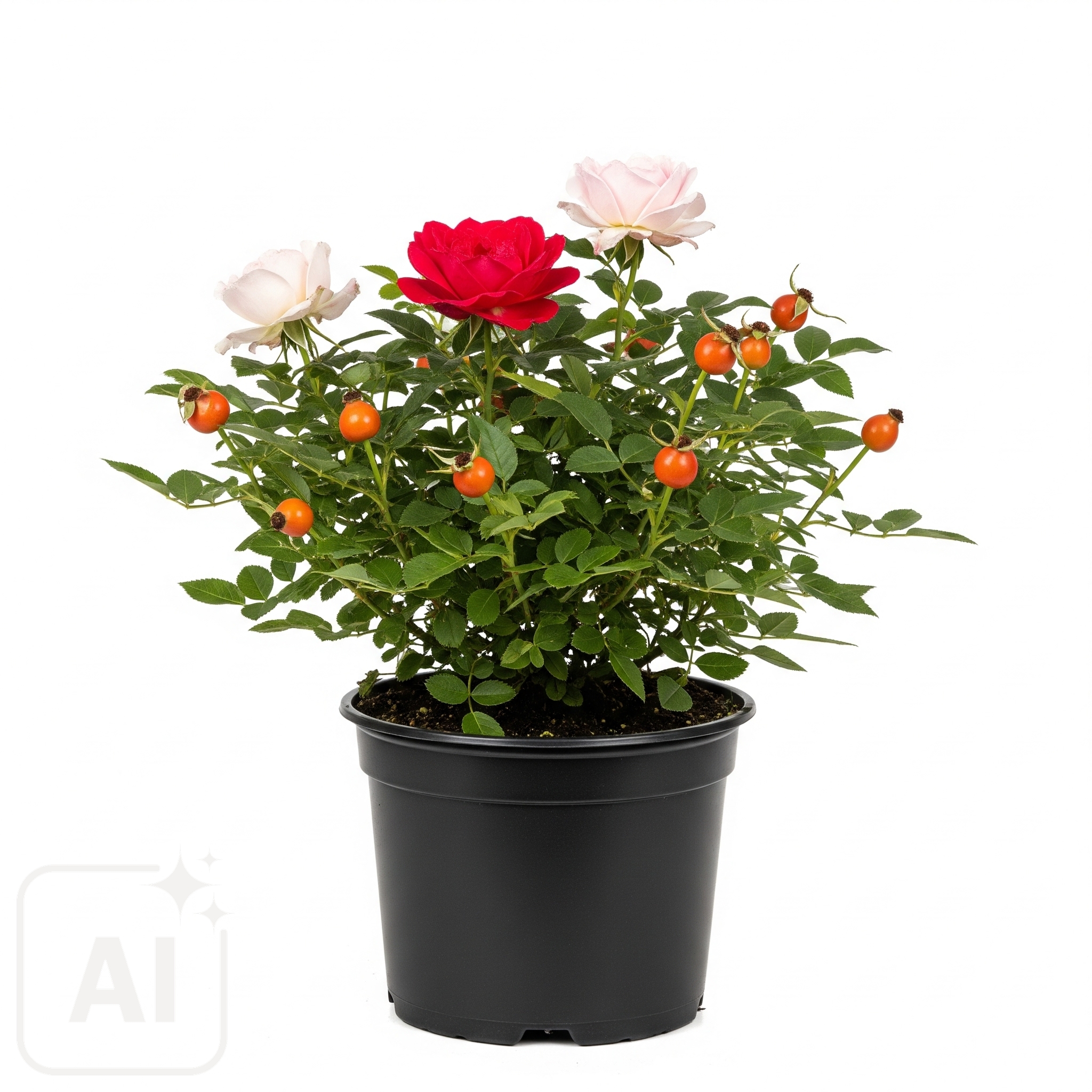 Frodiga och livfulla ROSA SP. i full blom, med skira rosa kronblad och rikligt grönt bladverk, perfekt för att ge en touch av elegans och färg till alla trädgårdar.