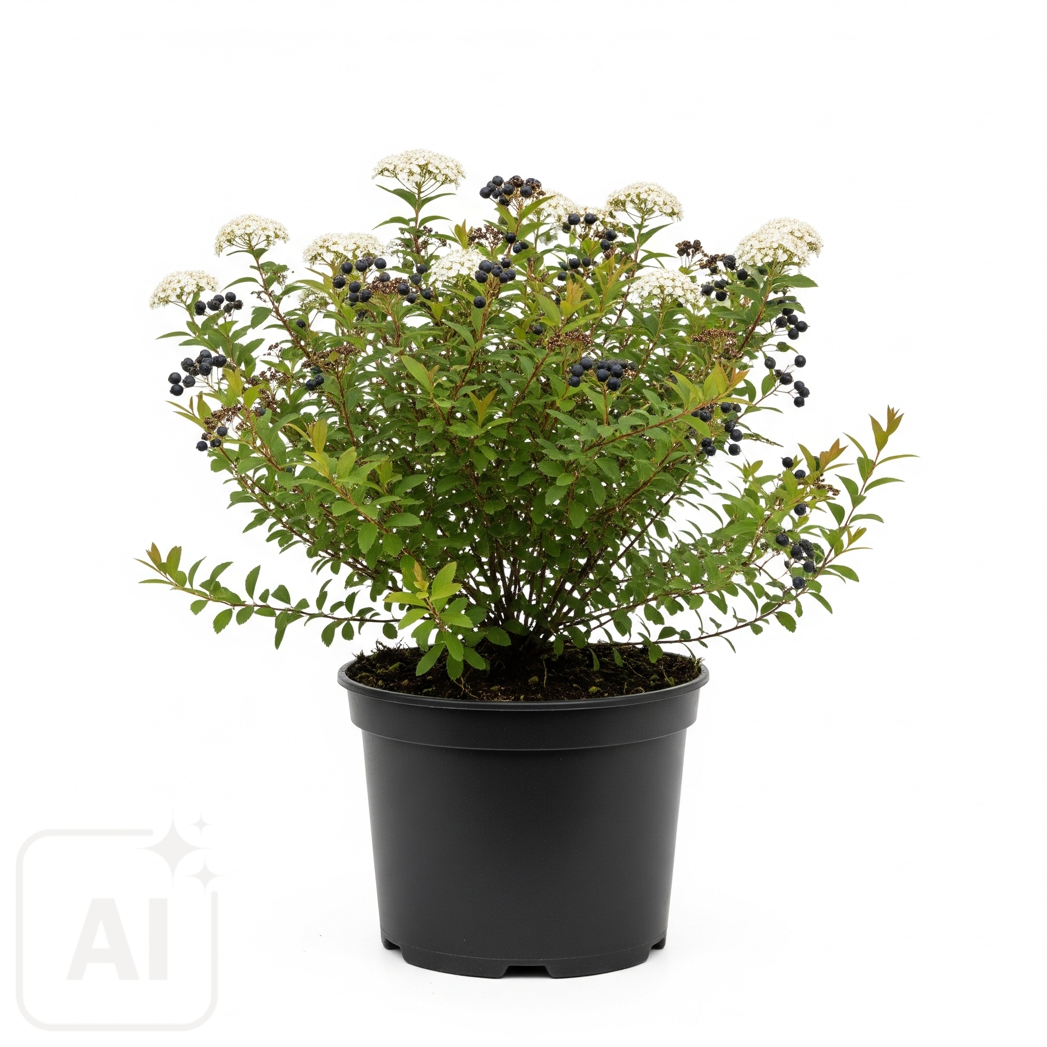 A vibrant Spiraea shrub showcasing clusters of bright pink flowers against lush green foliage, perfect for adding a touch of color to any garden setting.