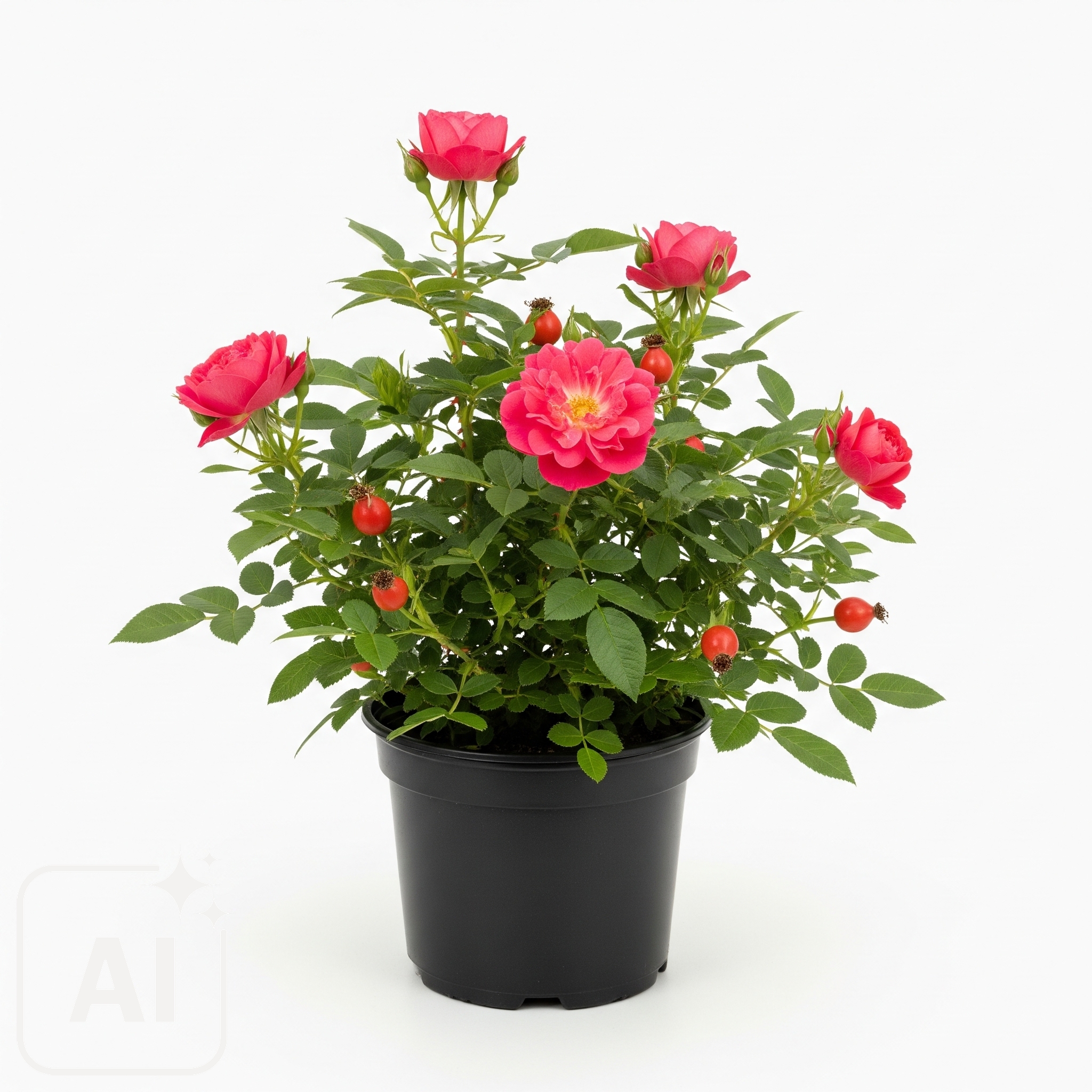 En livfull bukett med Rosa sp. blommor som strålar i rosa nyanser, dessa rosor är kända för sin romantiska charm och klassiska elegans, perfekt för att ge en touch av tidlös skönhet till alla trädgårdar eller blomsterarrangemang.