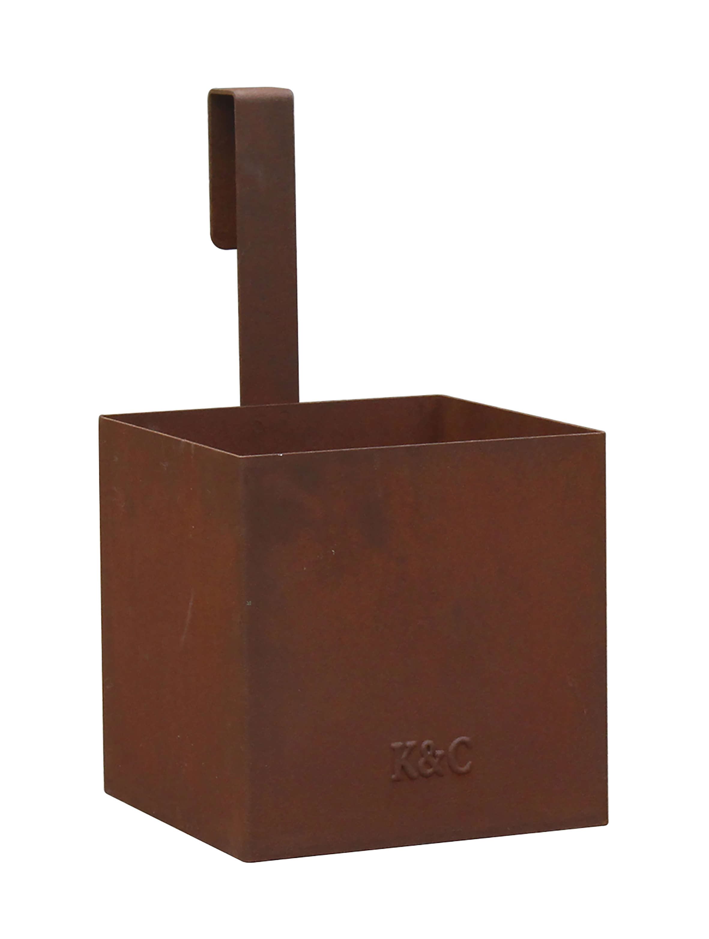 K&C kruka i rostig metall med handtag