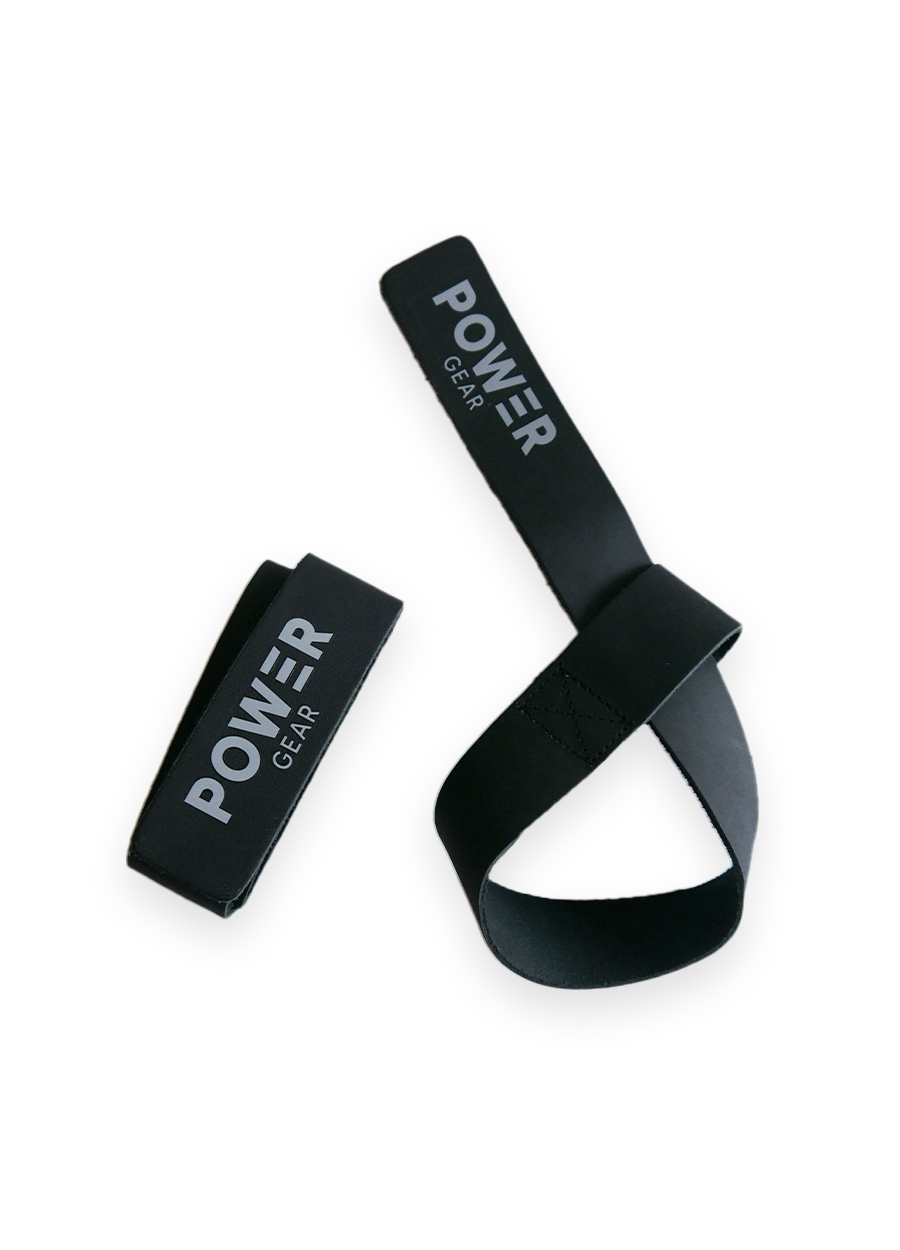 Power Gear Leather Lifting Straps Black