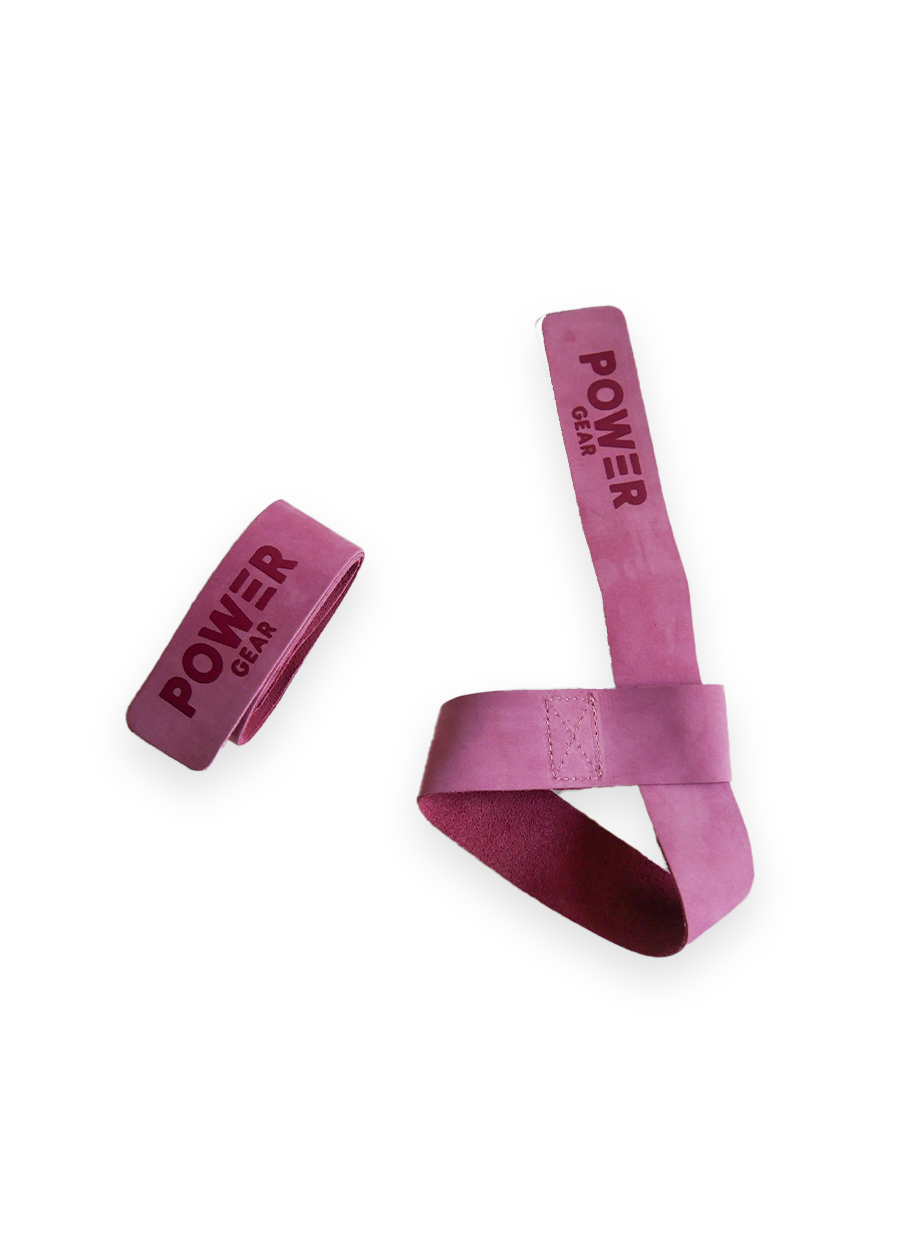 Power Gear Leather Lifting Straps Pink