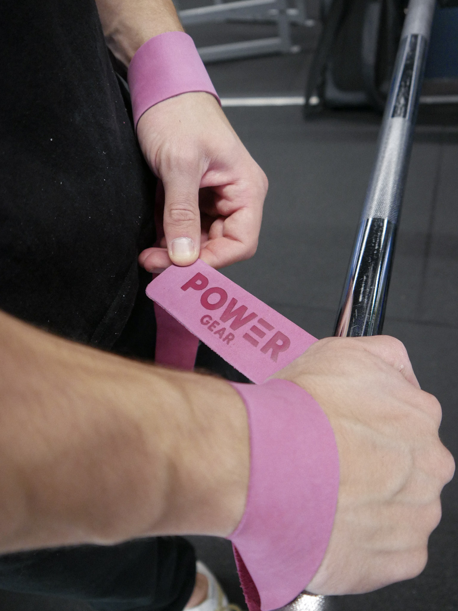 Power Gear Leather Lifting Straps Pink