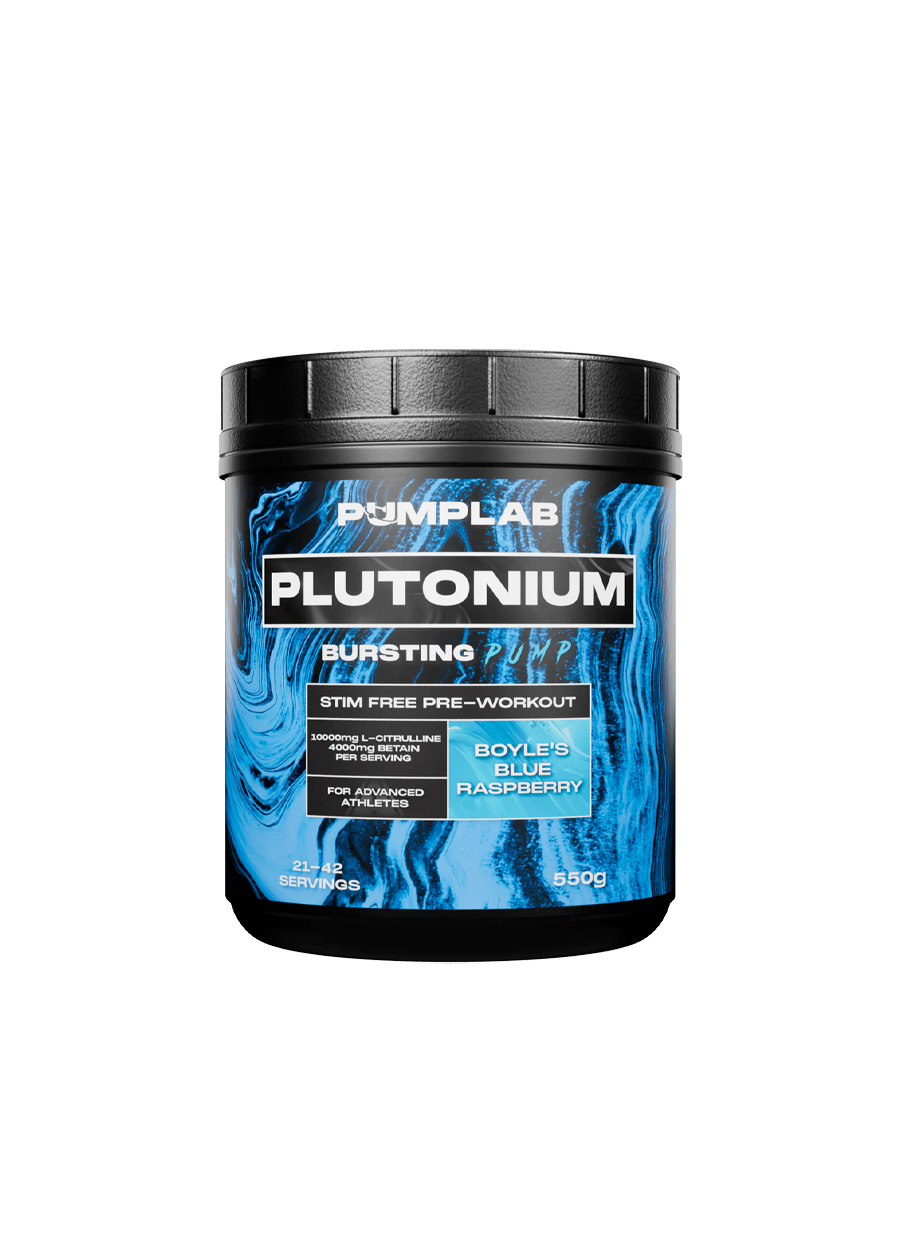 PumpLab PLUTONIUM Stim Free Pre-Workout 550g Boyle's Blue Raspberry