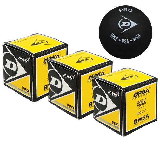Dunlop Squashballer Pro (dobbel-gul) – 3-pk