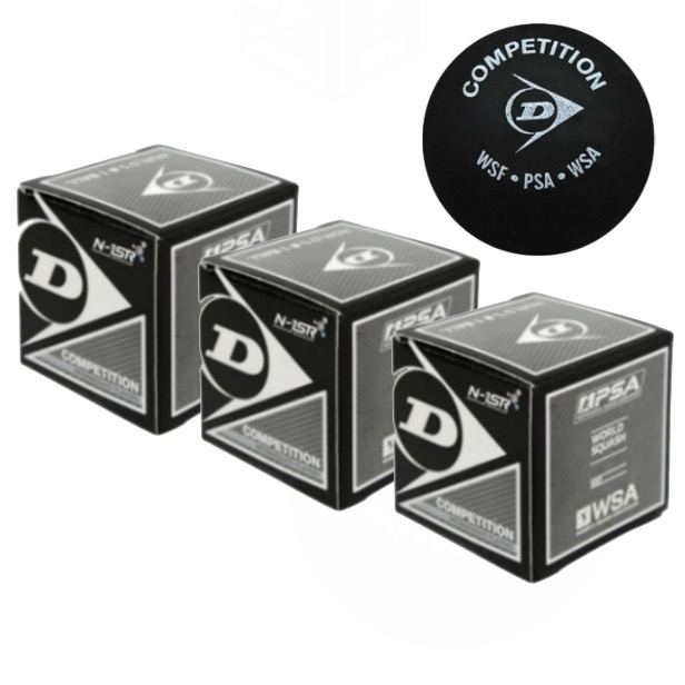 Dunlop Squashballer Competition (enkel-gul) – 3-pk