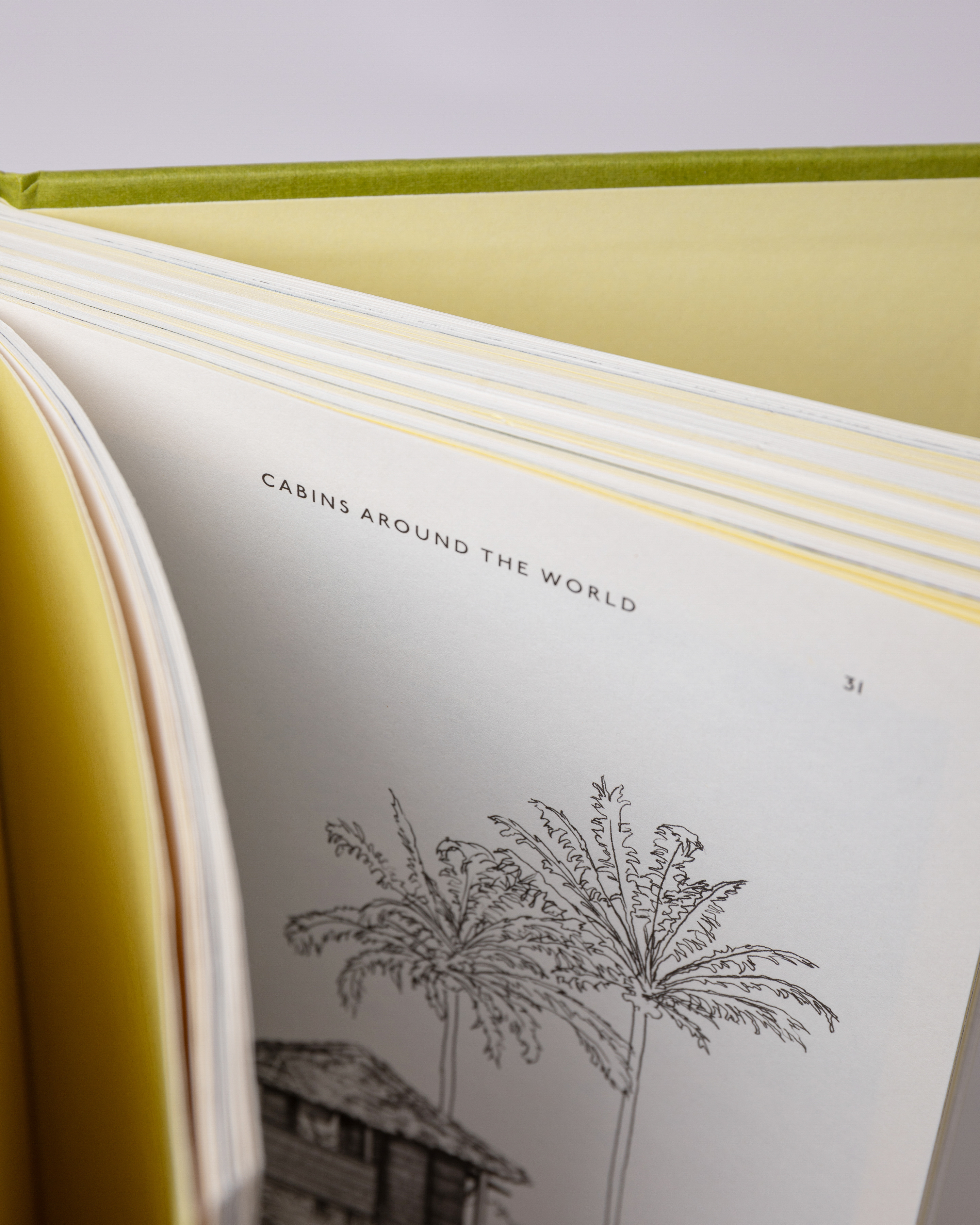 Close up view from the top of the book Sandqvist Cabin slighty opened.