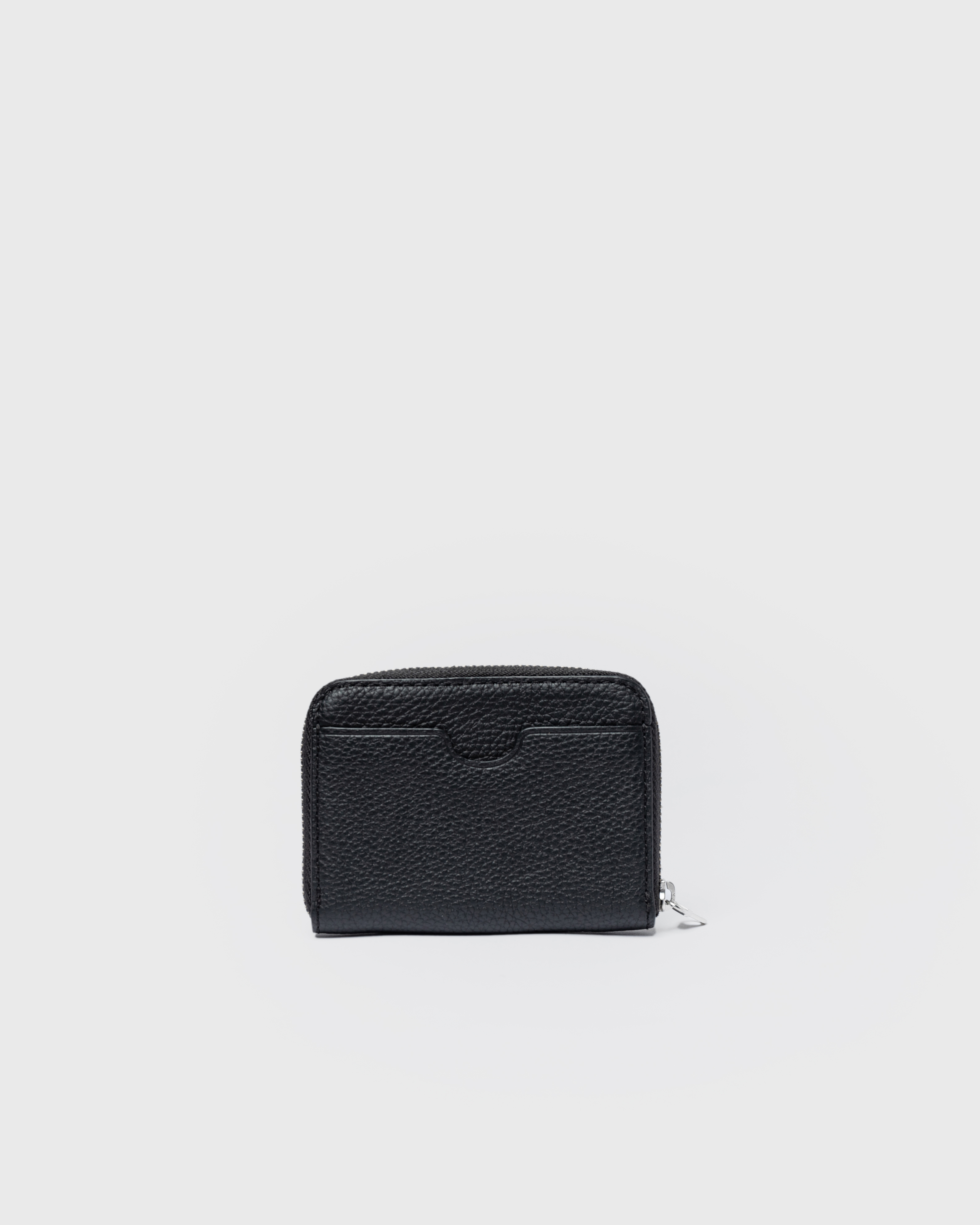 Back view of the wallet LEATHER Zip Wallet Multi Slot in black with outer slip pocket and zippered main compartment