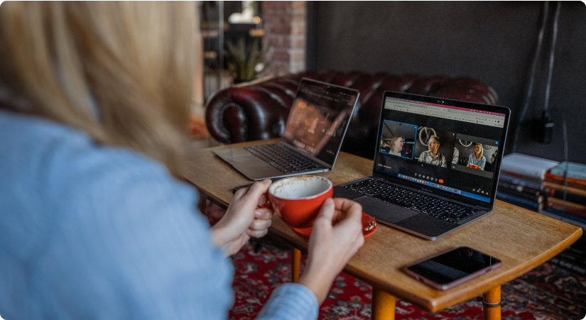 Image of a woman on a work video call