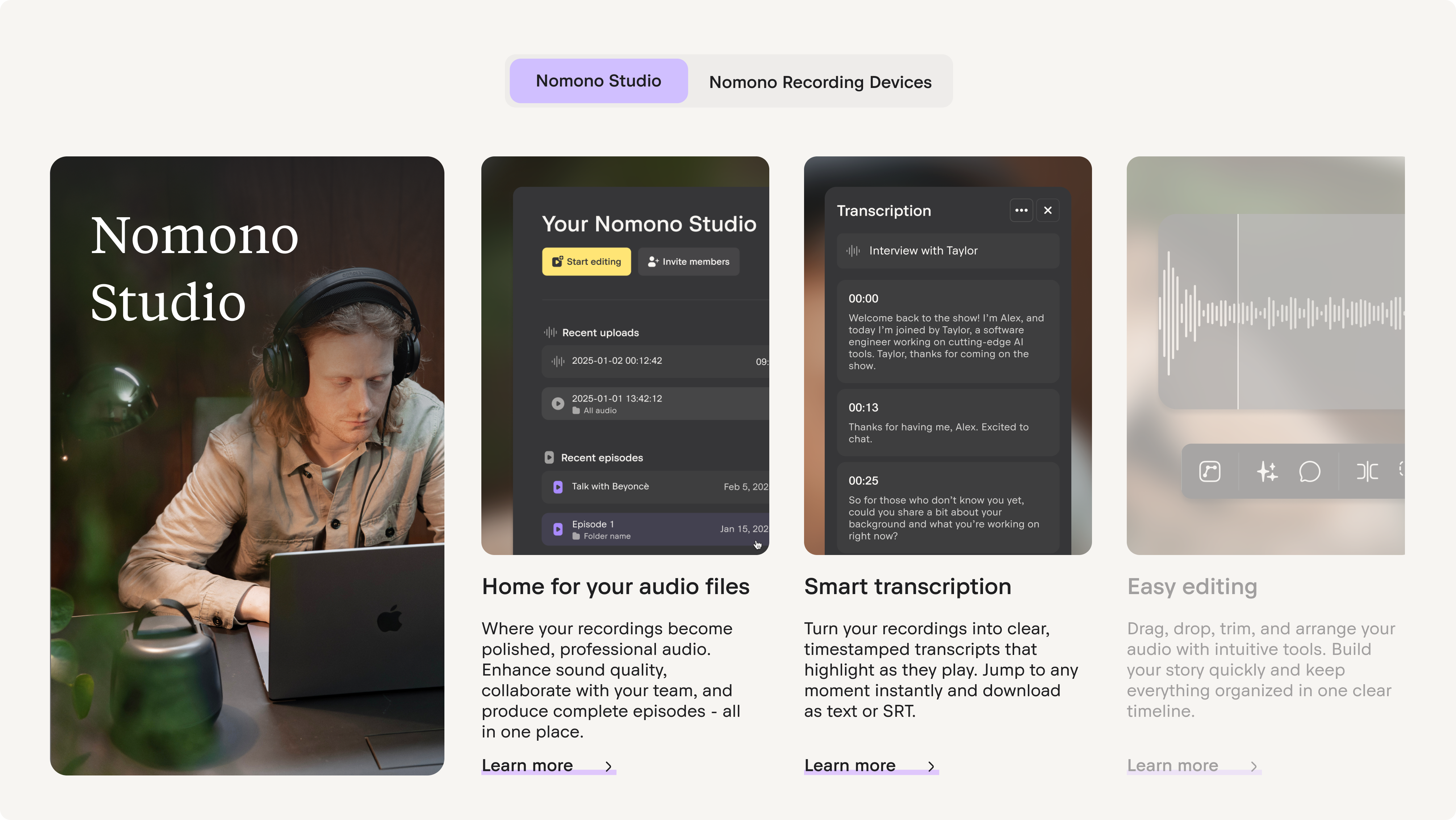 Image displaying links to more information about Nomono Studio