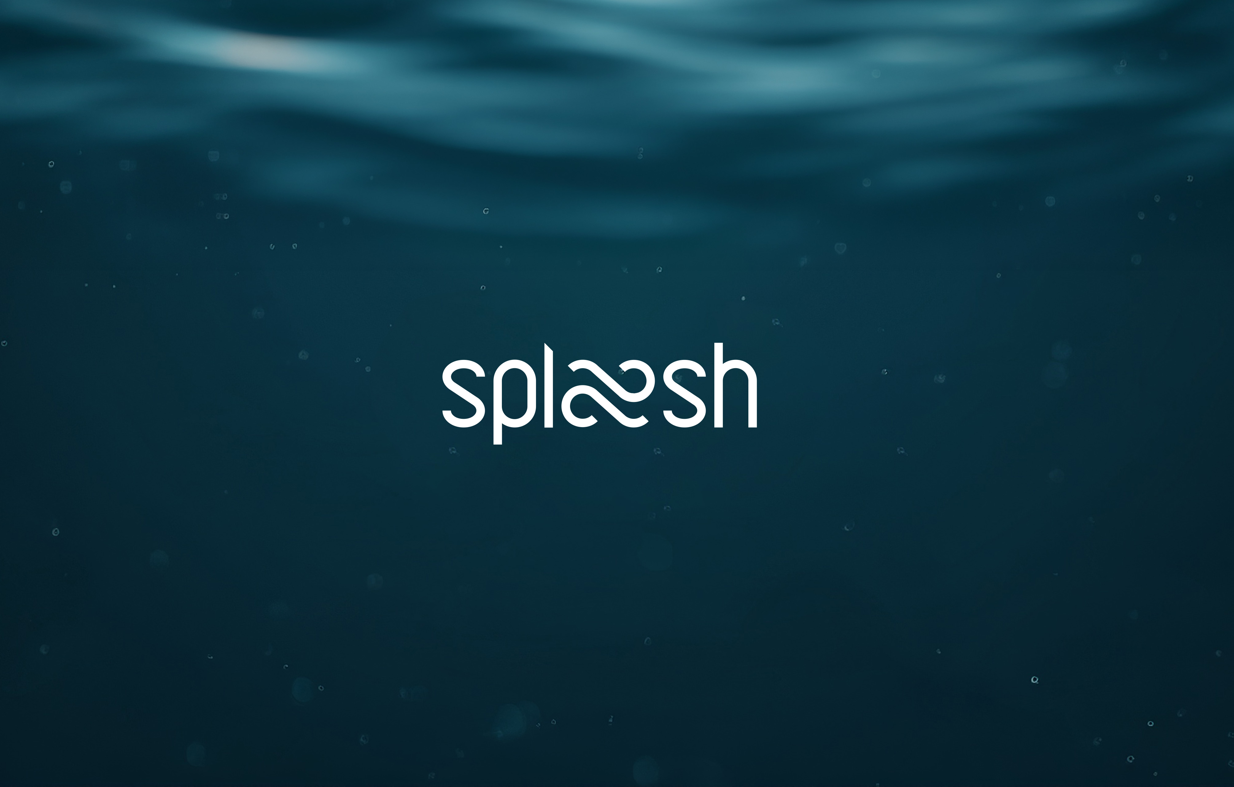 Splaesh brand cover with the white wordmark over a moody underwater scene lit from the surface