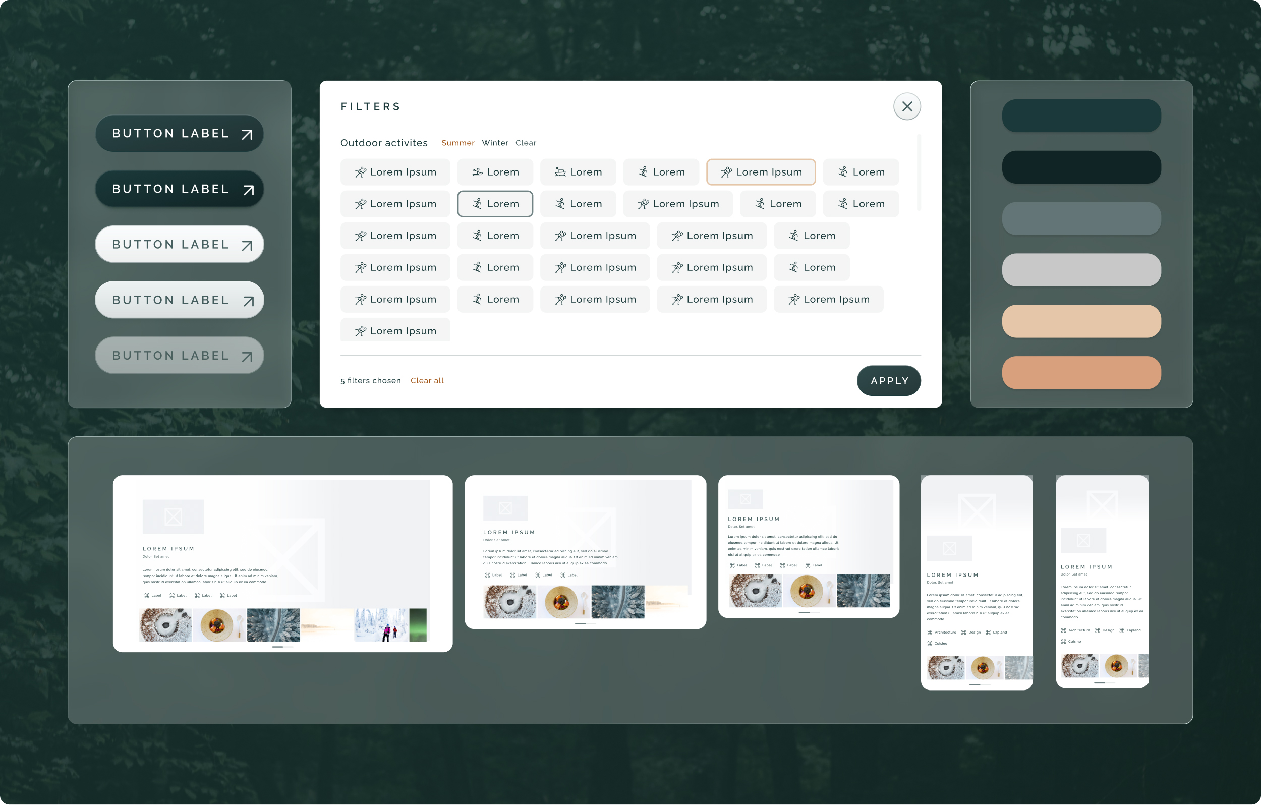 Buttons, filters, colors and interface design from metsa.ai