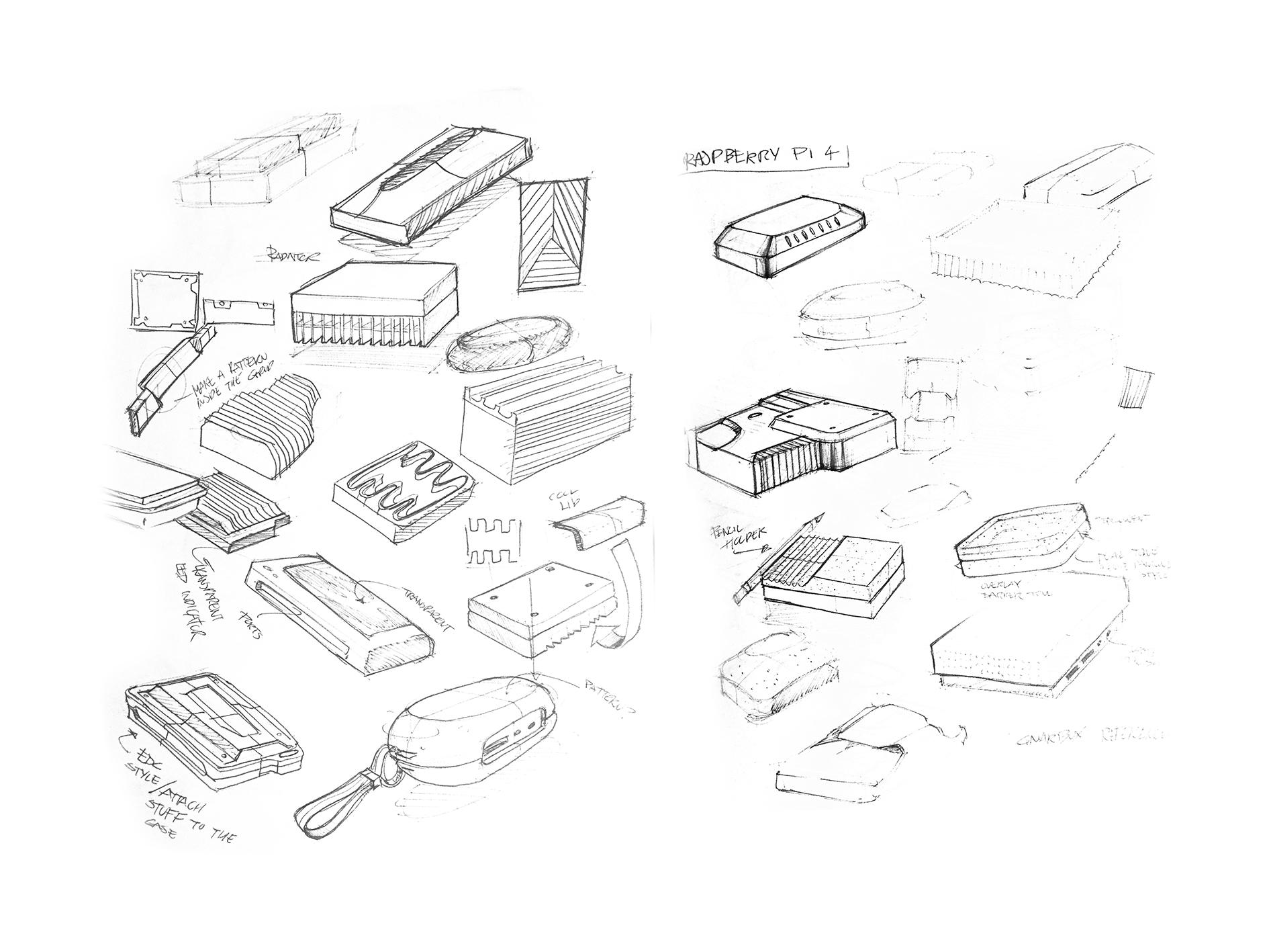 Concept Sketches for Raspberry Pi Case design