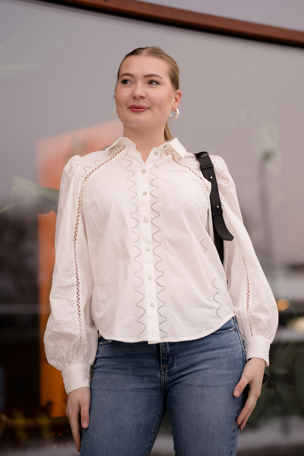MOSS COPENHAGEN | Sivet Kaliko Suser Shirt Romina i Sort 