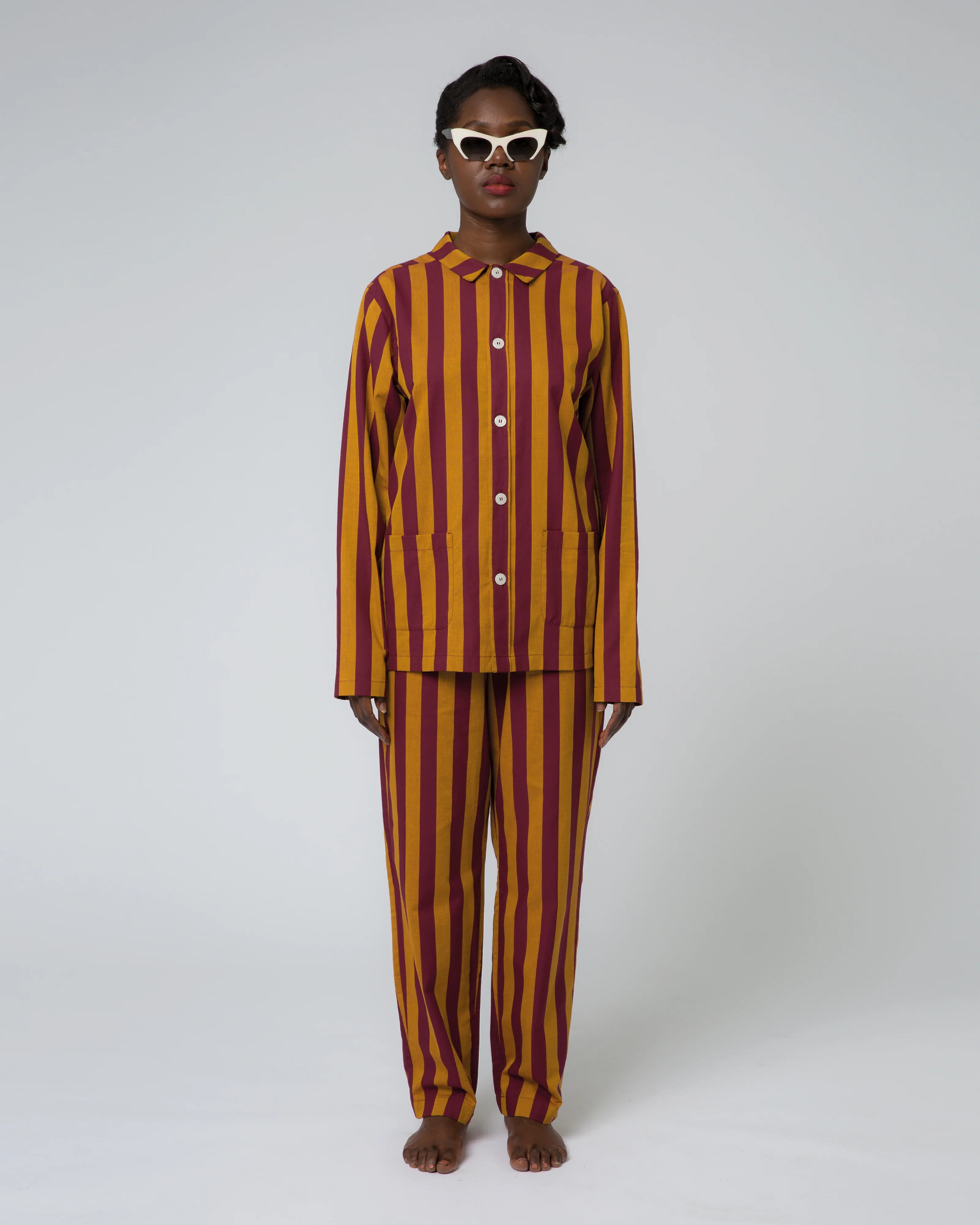 Uno Classic Pyjama - Cabernet & Yellow