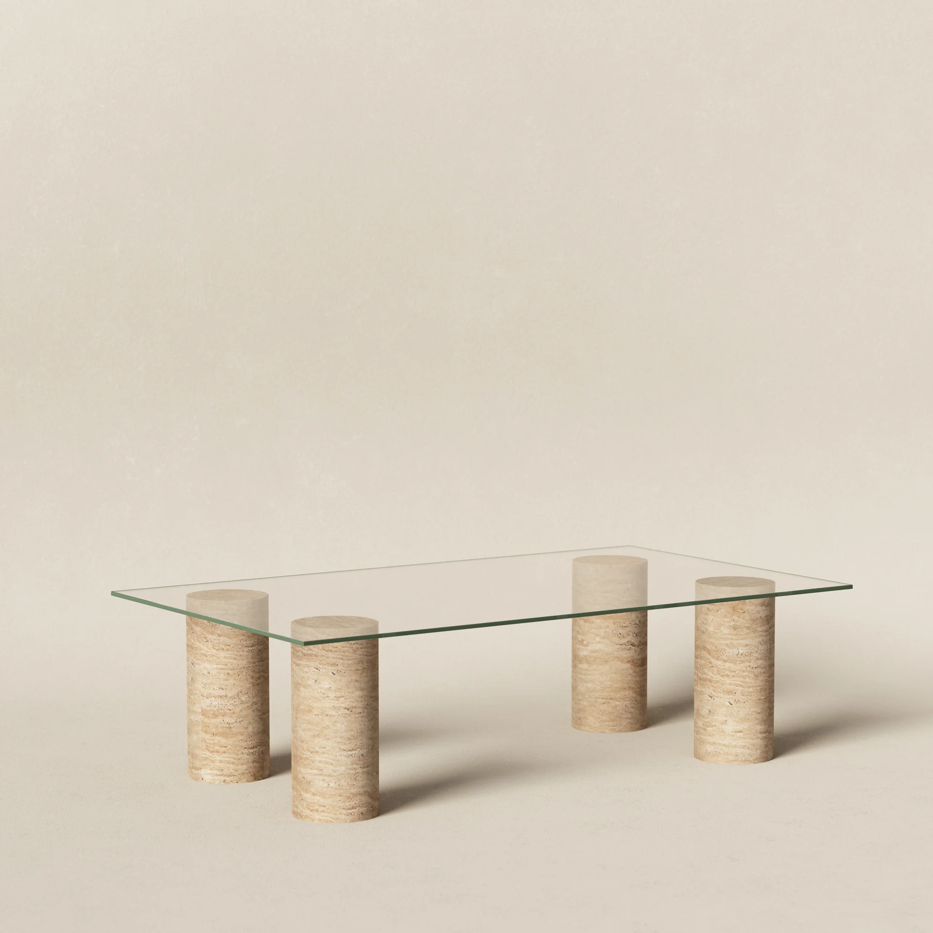 120x70cm Säule - Travertin & Glas