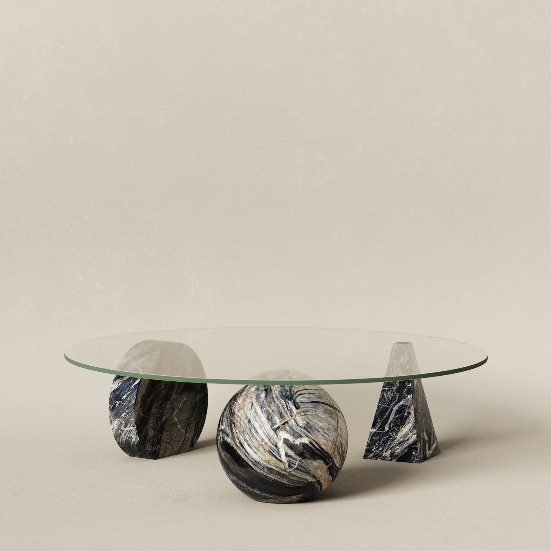 Rund Ø120cm gemischte Beine - Tiger & Glas